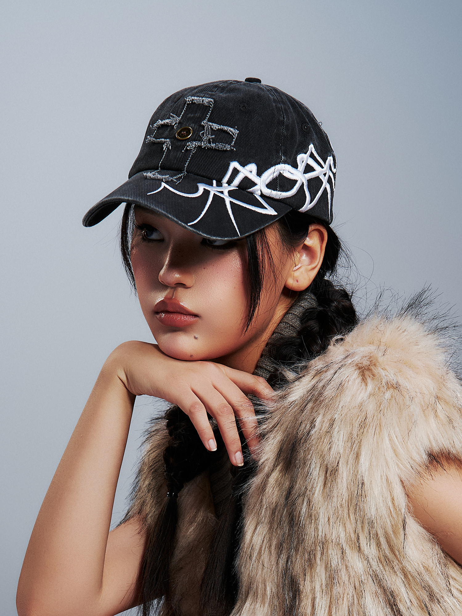SANB Distressed Cross-Patch Embroidered Denim Cap-Hat, Cap, Beanie-One Size-Free Shipping Leatheretro
