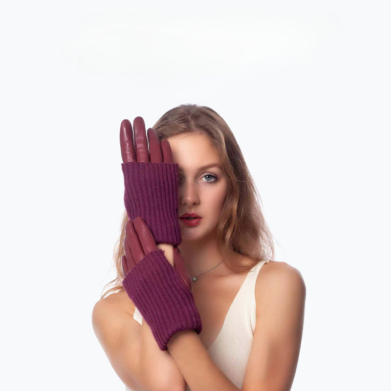 Women's Winter Warm Fleece Lined Leather Glove-Black-M-Free Shipping Leatheretro