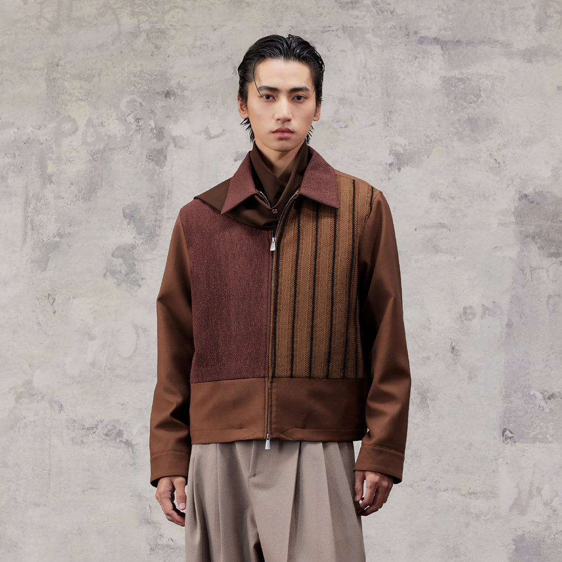 ALVNG AR ANTS Contrast Paneled Knit Jacket-Jacket-S (Preorder)-Free Shipping Leatheretro