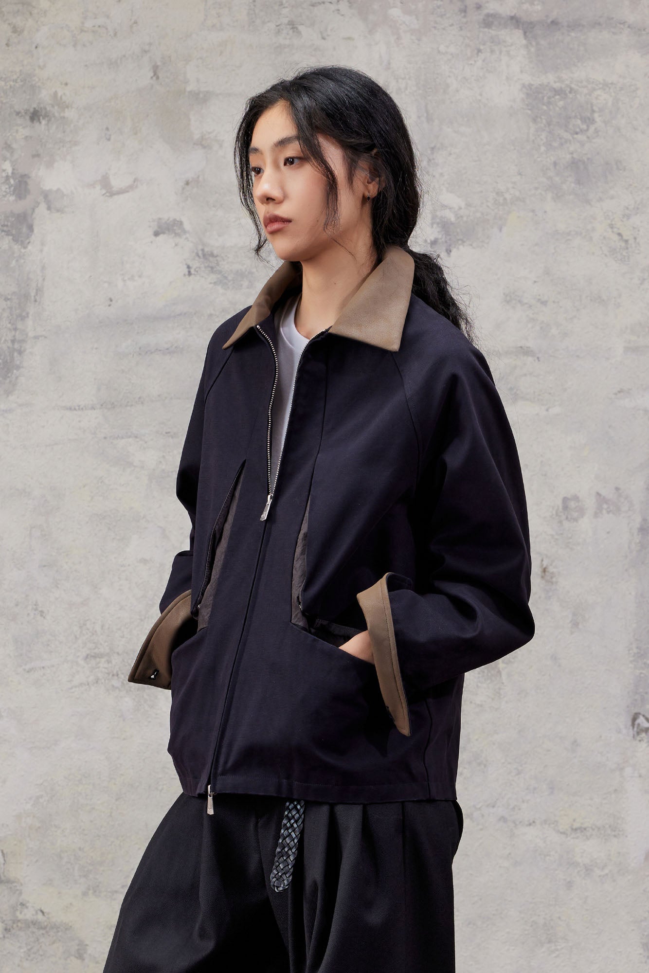 ALVNG AR ANTS Contrast Faux-Leather Collar Jacket-Jacket-S-Red-Free Shipping Leatheretro