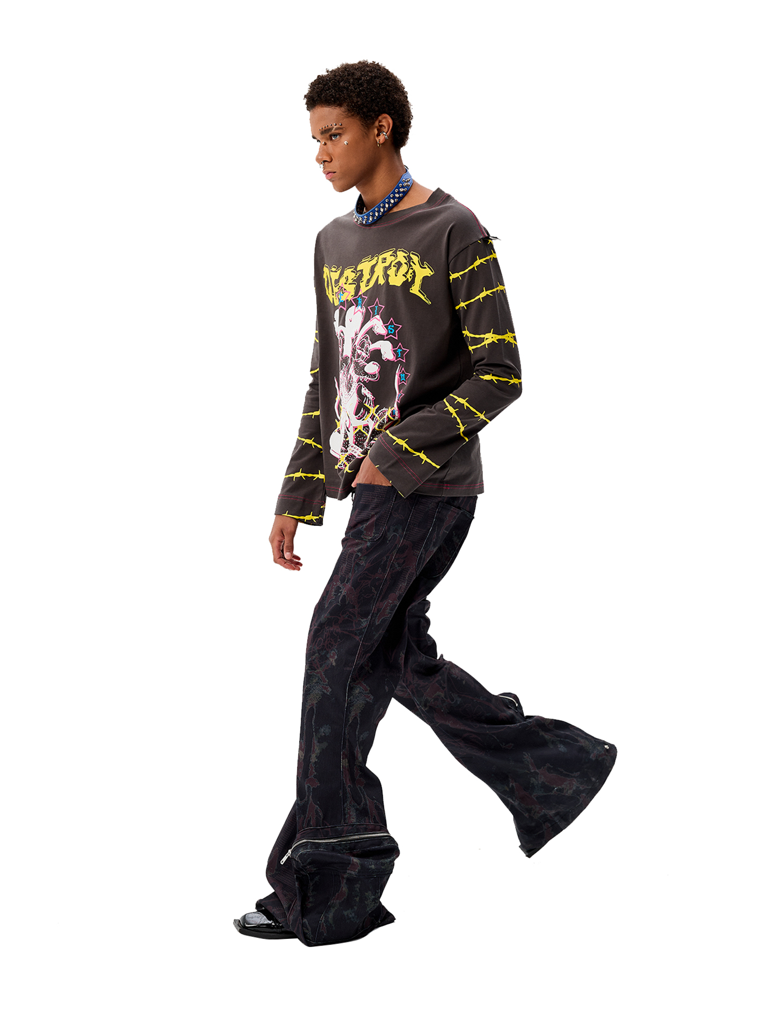 CYCYCY Punk Cartoon Mouse Graphic Long-Sleeve Tee-L/S Tee-S-Free Shipping Leatheretro