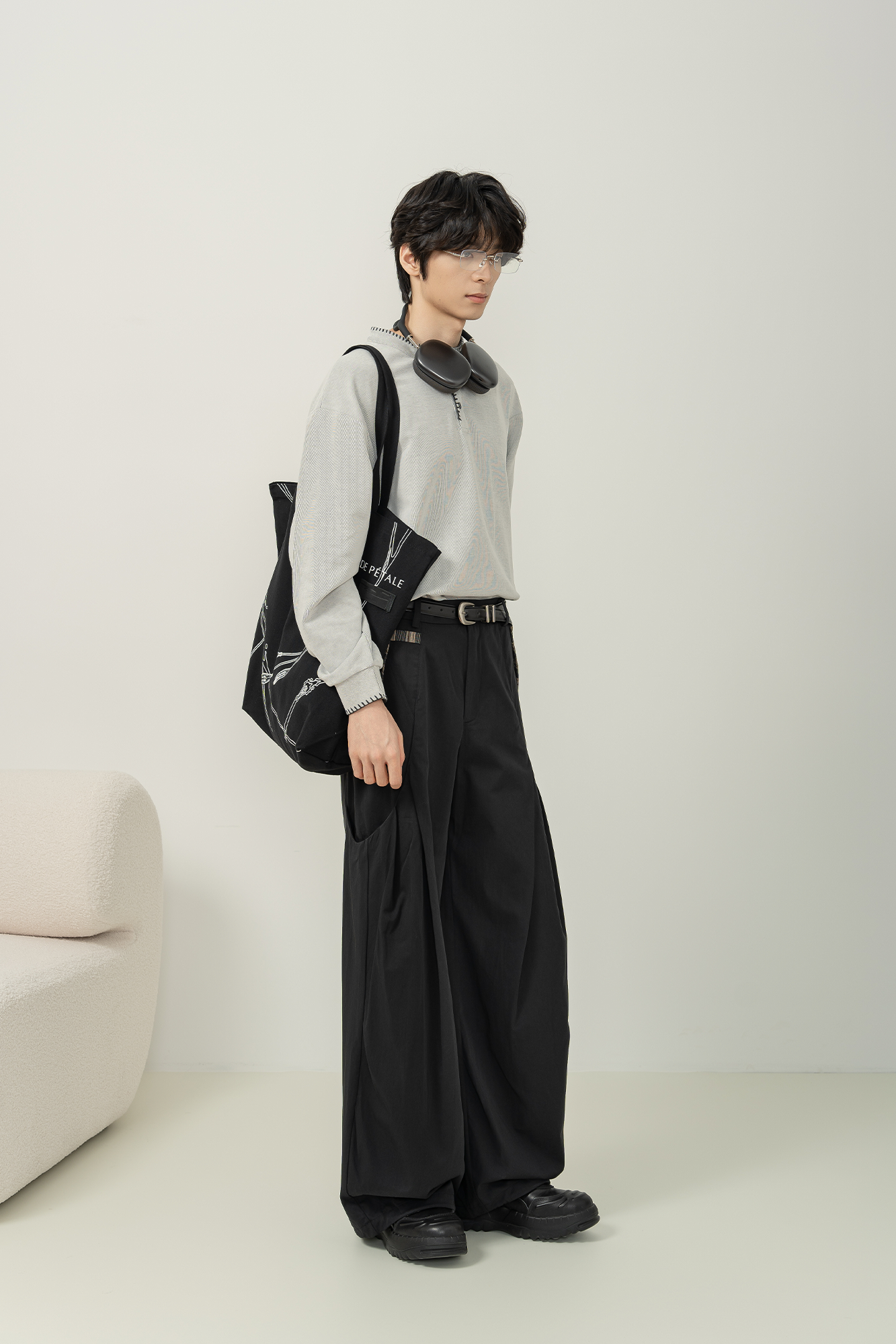 MOITIEDEPETALE Pleated Panel Oversized Cargo Pants-Pants-XXS-Khaki-Free Shipping Leatheretro