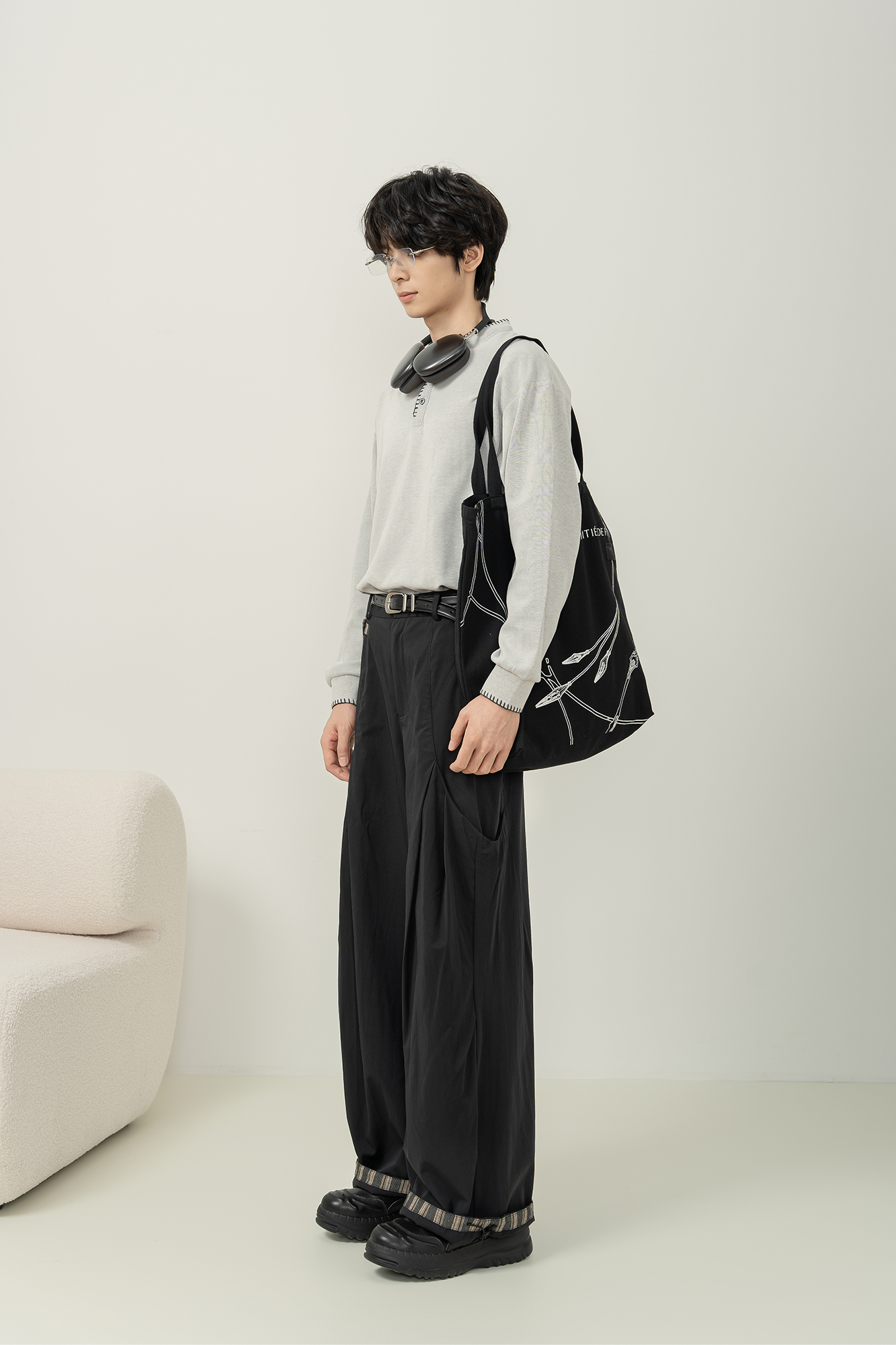 MOITIEDEPETALE Pleated Panel Oversized Cargo Pants-Pants-XXS-Khaki-Free Shipping Leatheretro