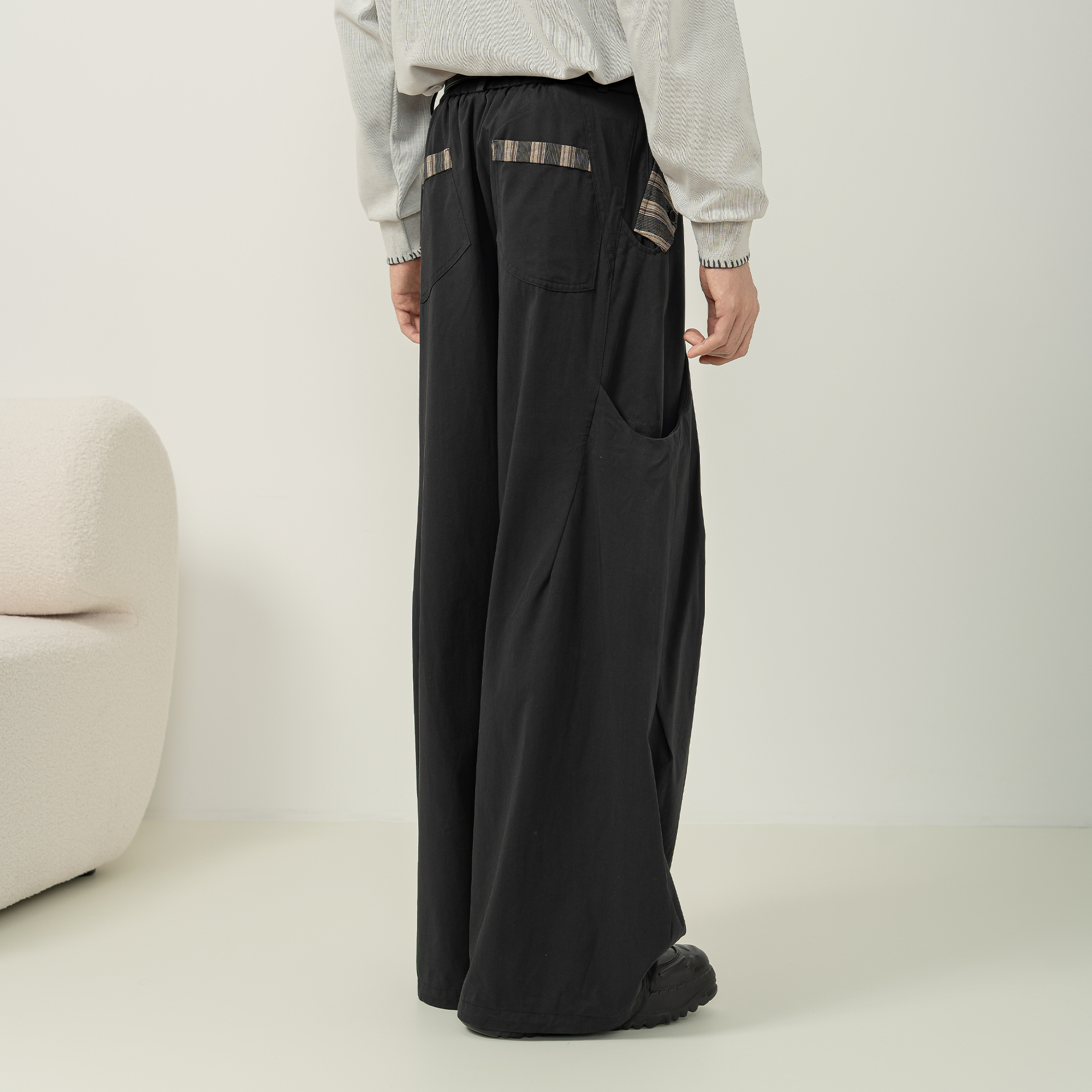 MOITIEDEPETALE Pleated Panel Oversized Cargo Pants-Pants-XXS-Khaki-Free Shipping Leatheretro