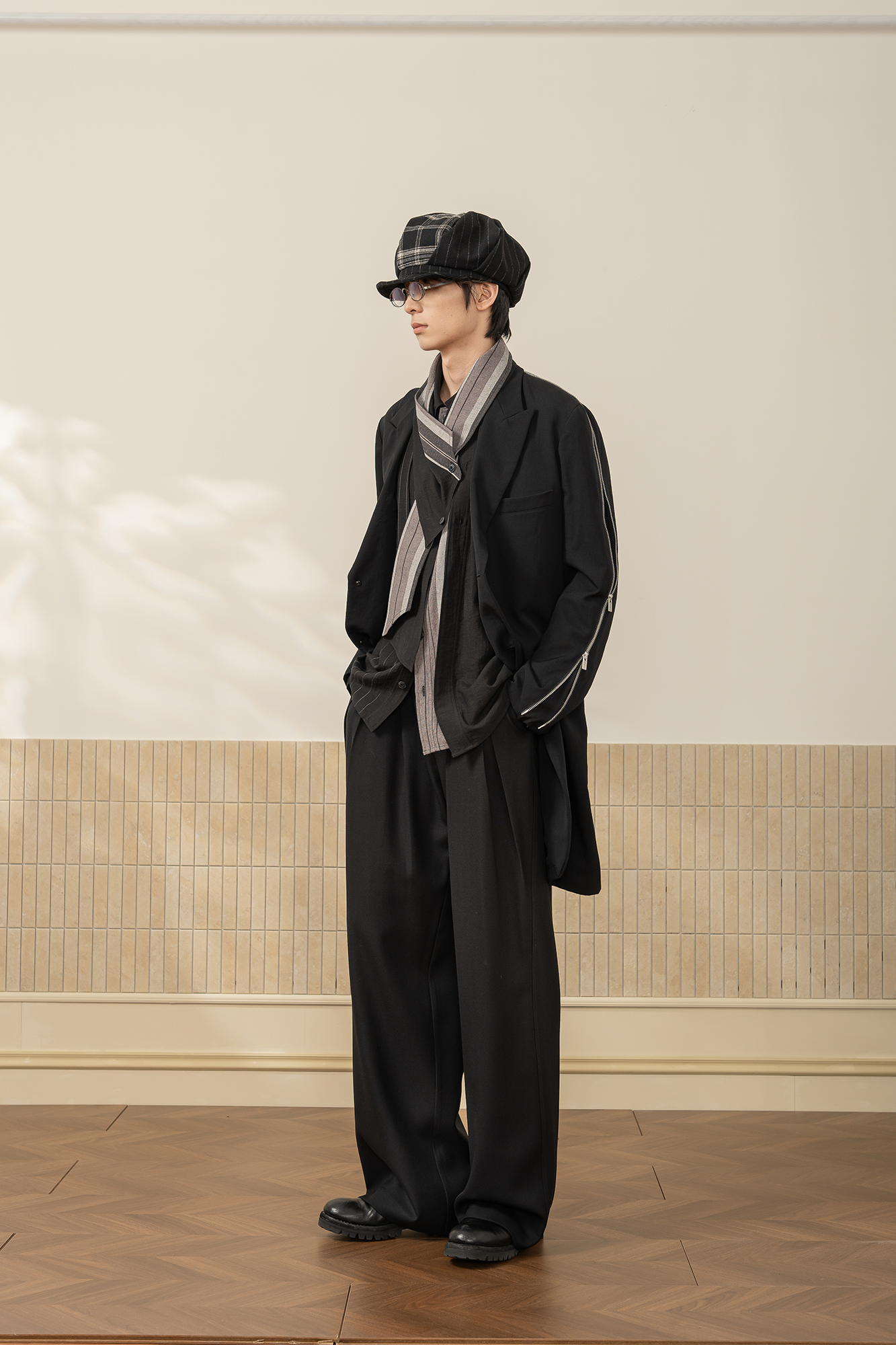 MOITIEDEPETALE Wool-Blended Pleats Trousers-Pants-XS-Coffee-Free Shipping Leatheretro