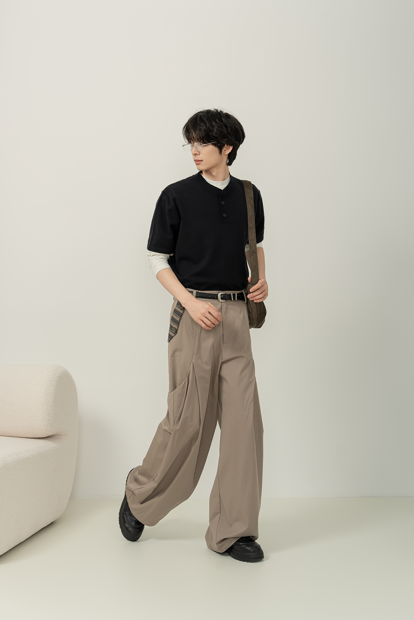 MOITIEDEPETALE Pleated Panel Oversized Cargo Pants-Pants-XXS-Khaki-Free Shipping Leatheretro