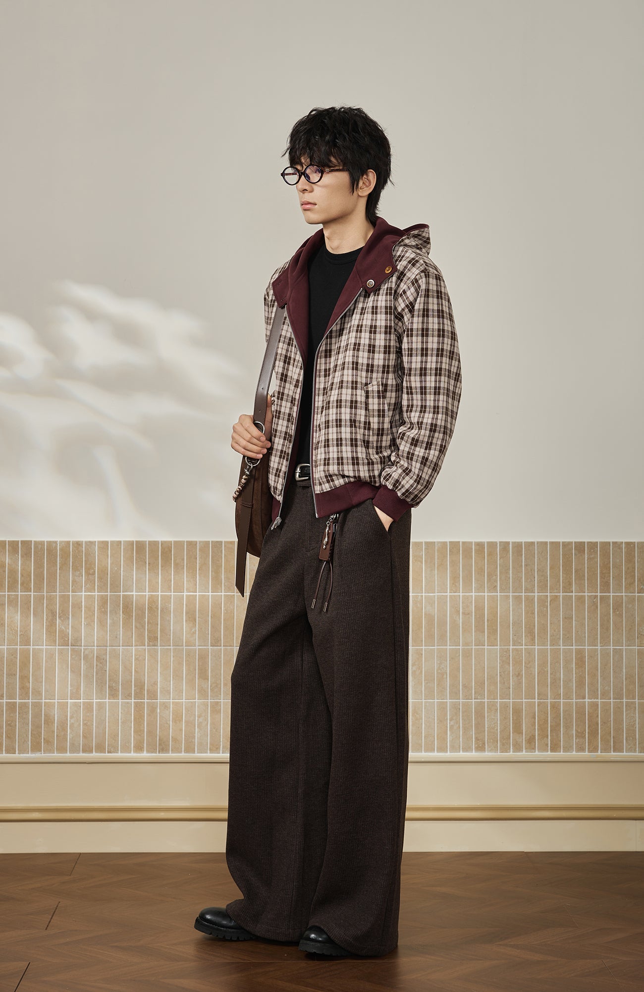 MOITIEDEPETALE Reversible Plaid Liner Hooded Jacket