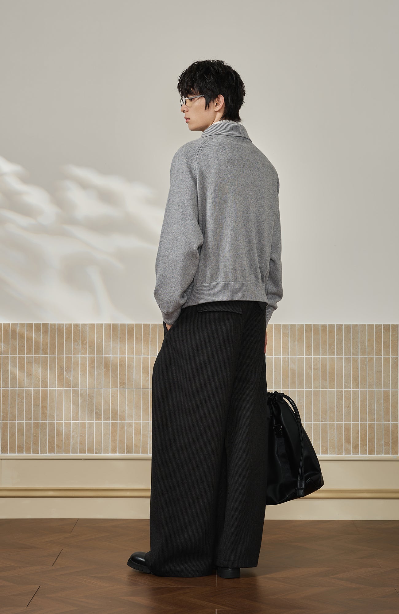 MOITIEDEPETALE Modern Cable-Knit Zip-Up Cardigan