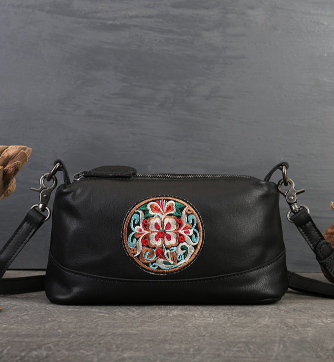 Genuine Leather Women's Crossbody Bag-Handbags-Black-Free Shipping Leatheretro