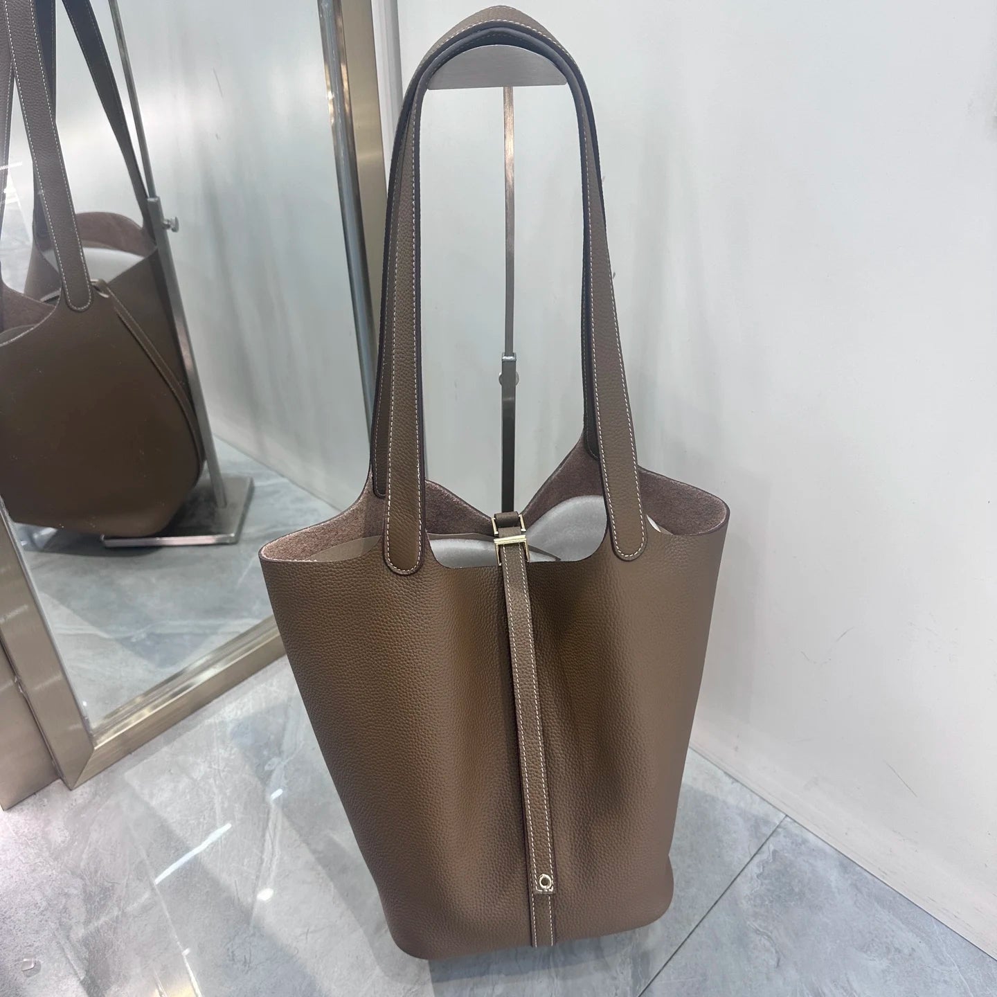 Women's Genuine Leather Luxury Shoulder Bag - Lightweight Large Capacity Bags-Shoulder Bag-Dark Grey-Free Shipping Leatheretro