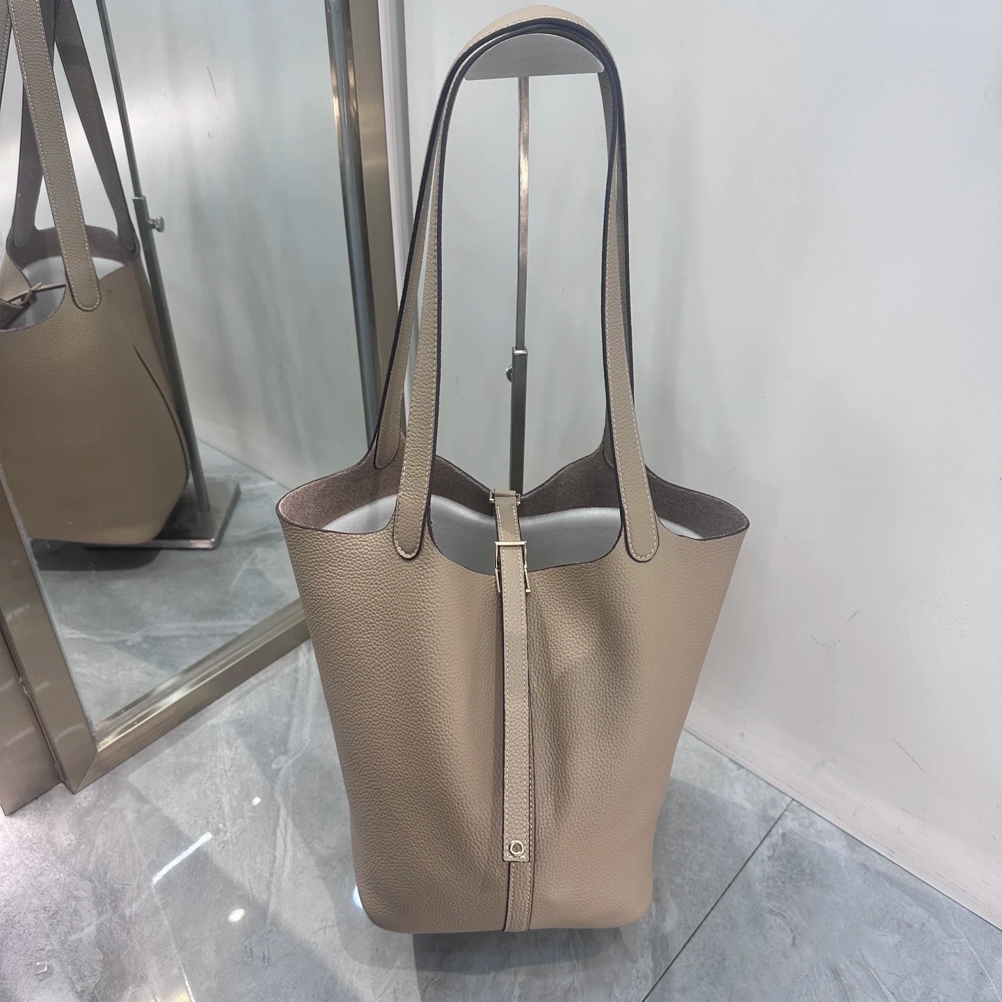 Women's Genuine Leather Luxury Shoulder Bag - Lightweight Large Capacity Bags-Shoulder Bag-Elephant Gray-Free Shipping Leatheretro