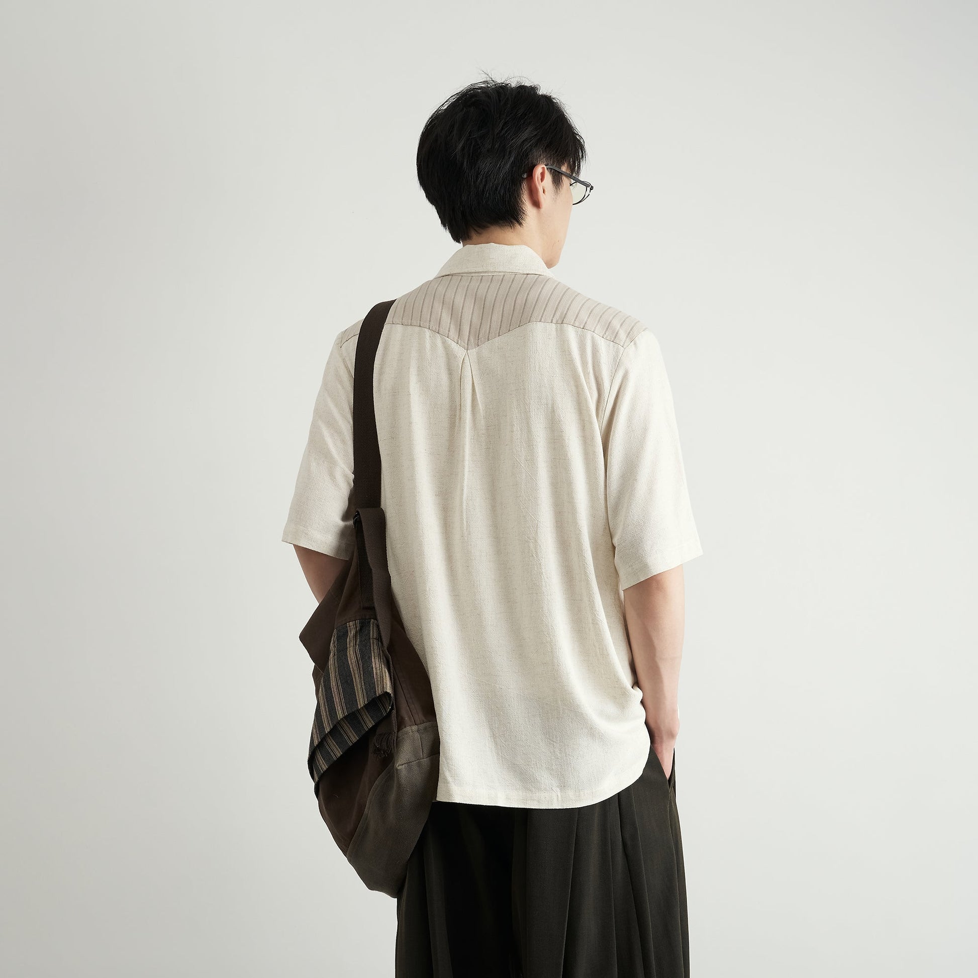 MOITIEDEPETALE Asymmetrical Floral Sketch Linen-Blend Shirt-Shirt-XS-Long-Sleeves-Free Shipping Leatheretro