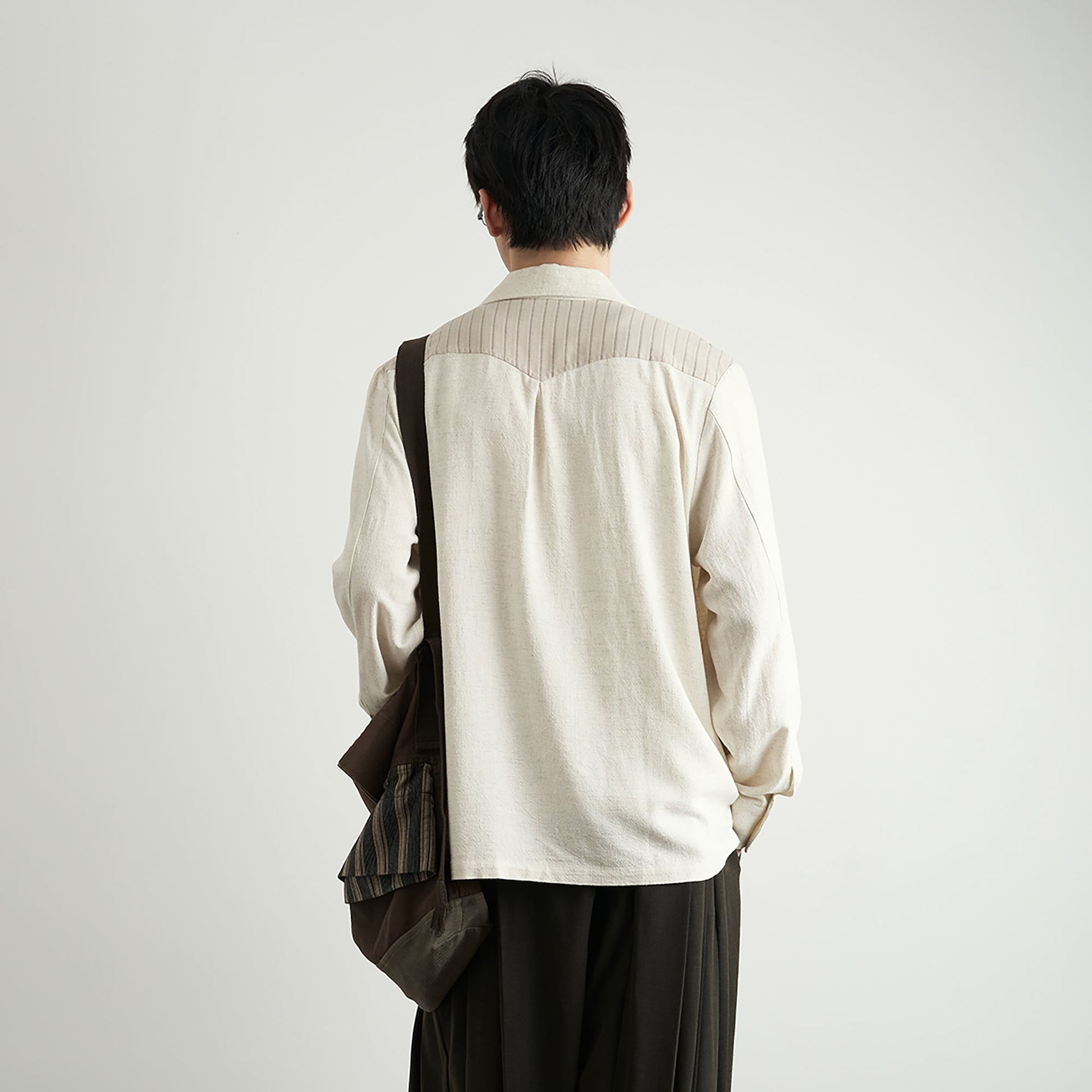 MOITIEDEPETALE Asymmetrical Floral Sketch Linen-Blend Shirt-Shirt-XS-Long-Sleeves-Free Shipping Leatheretro