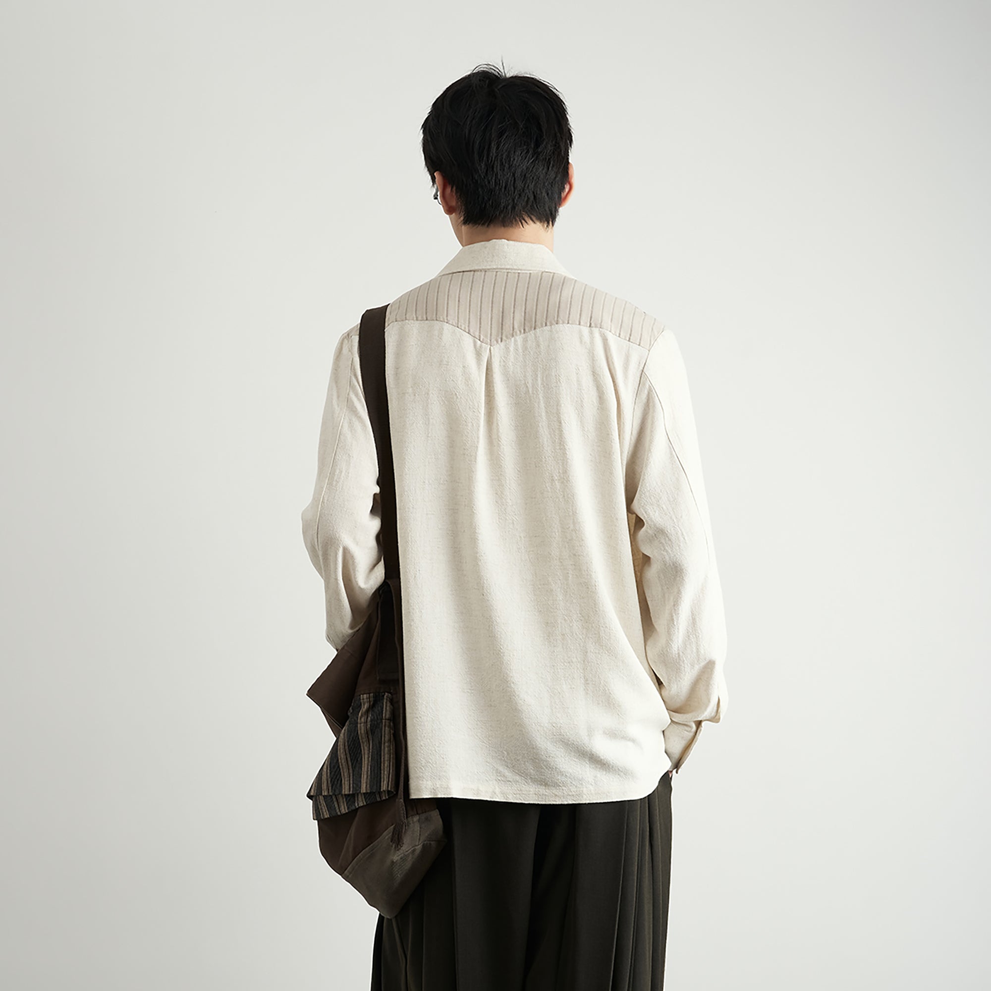 MOITIEDEPETALE Asymmetrical Floral Sketch Linen-Blend Shirt-Shirt-XS-Long-Sleeves-Free Shipping Leatheretro