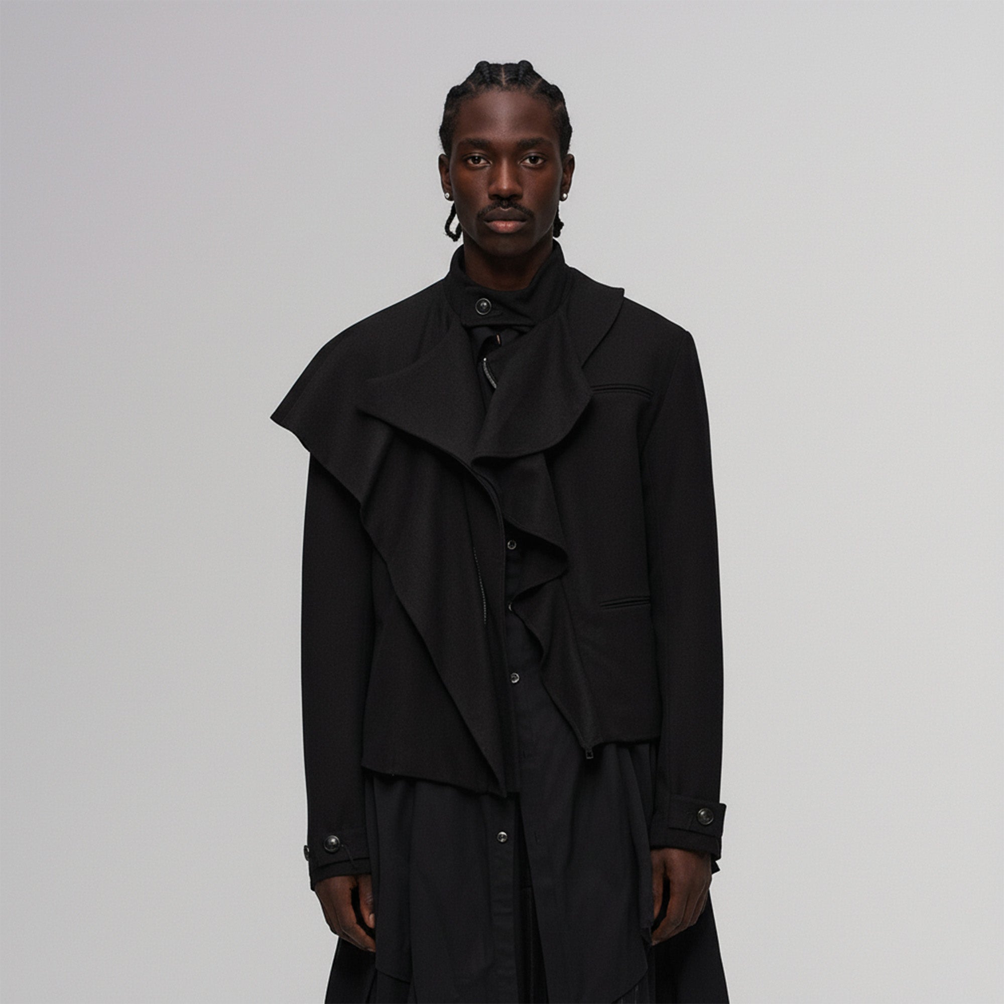 ILNya Nieternite Nifutur Layered Ruffle Wool-Blend Scarf-Wrap Coat-Jacket-S (0)-Free Shipping Leatheretro