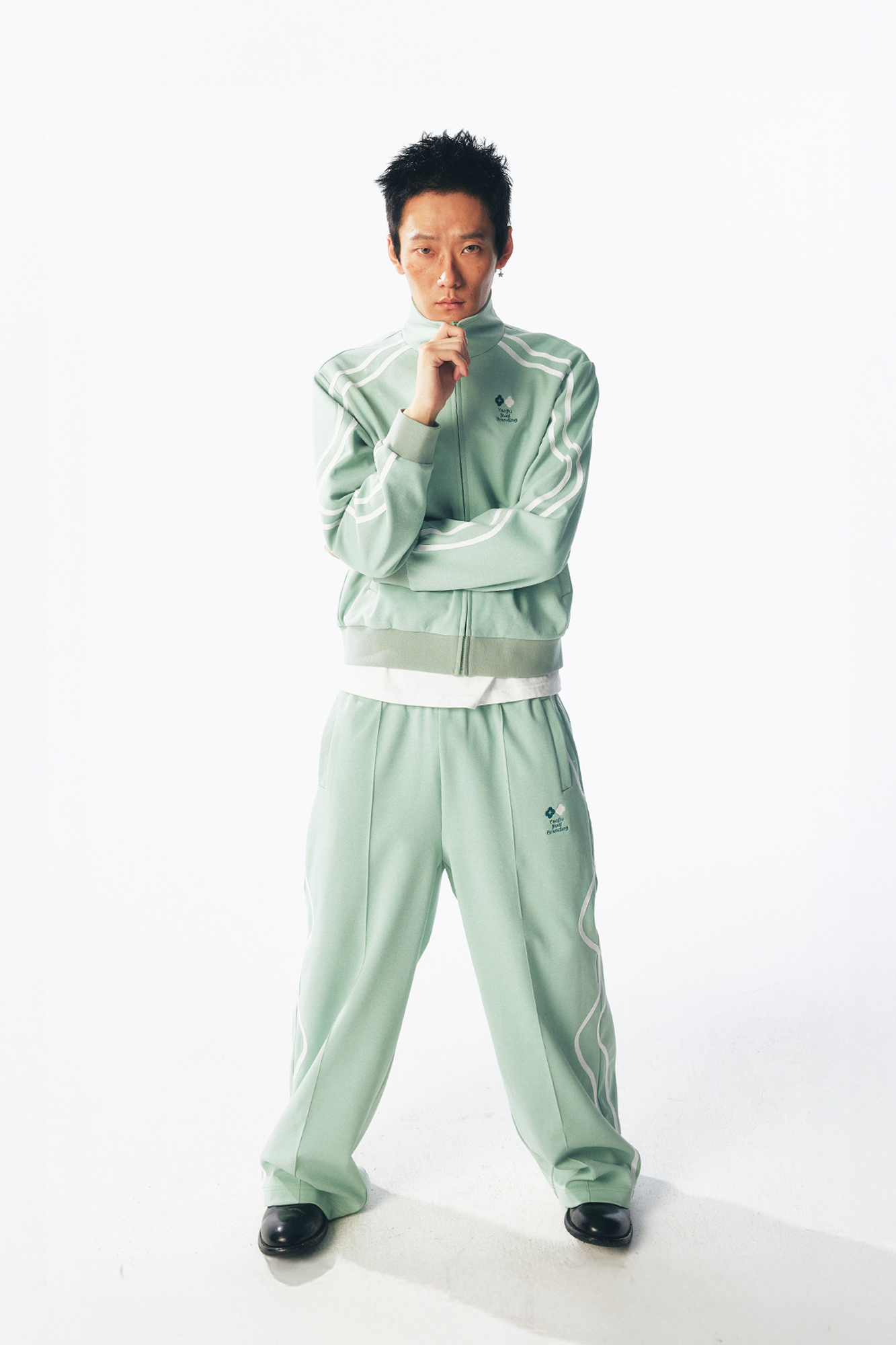 1997 POSTOFFICE Contrast Curved-Stripe Qucik-Dry Track Jacket-Jacket-S (Preorder)-Green-Free Shipping Leatheretro