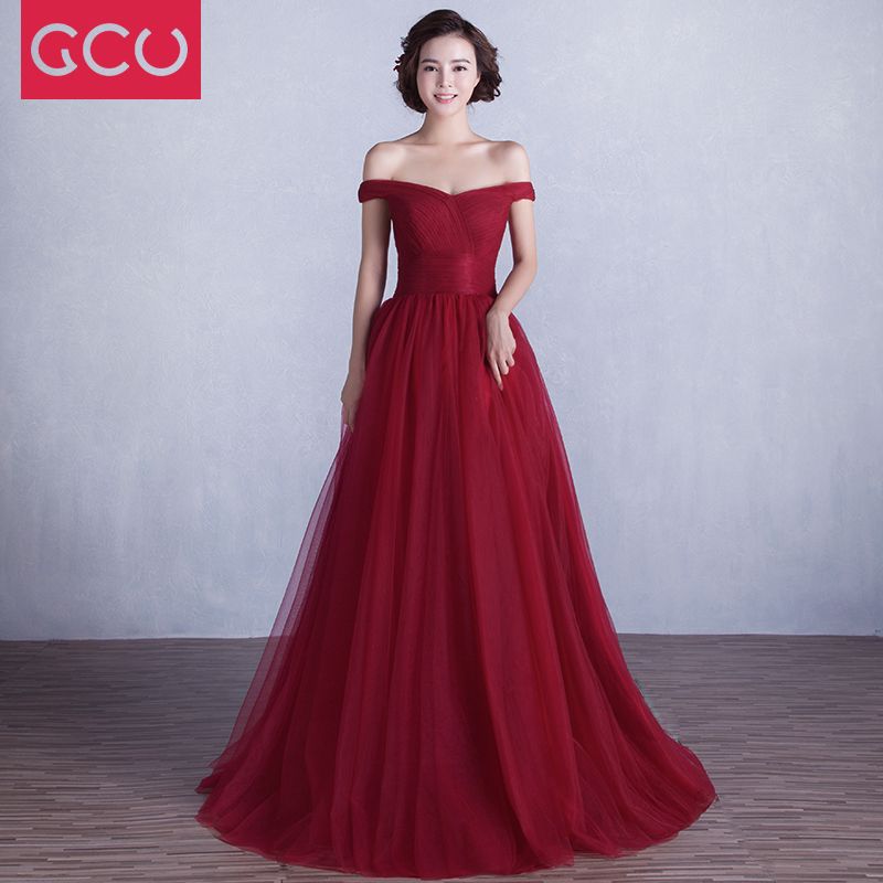 Elegant Off The Shoulder Long Party Dresses-Dresses-Wine Red-US 2-Free Shipping Leatheretro