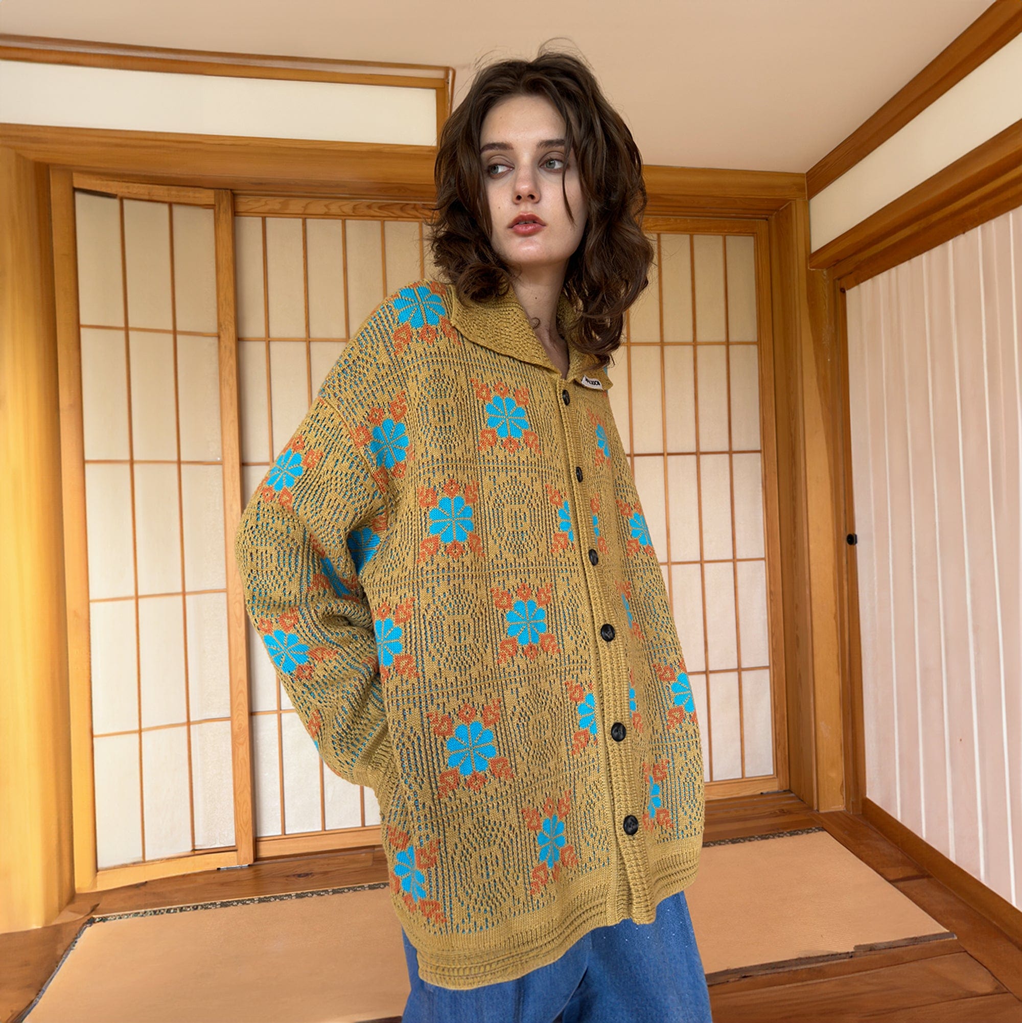MIICHOUS Edelweiss Knit Button-Up Cardigan-Jacket-S-Yellow-Free Shipping Leatheretro