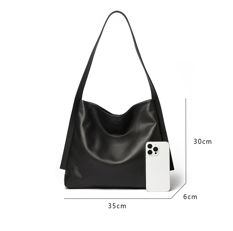 Large Capacity Tote Bag - Full-Grain Leather Minimalist Mother-Child Crossbody Shoulder Bag-Handbags-Gray-Free Shipping Leatheretro