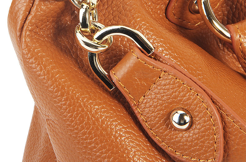 Women's Genuine Top-Grain Leather Tote Bag-Tote Bags-Light Gray-Free Shipping Leatheretro