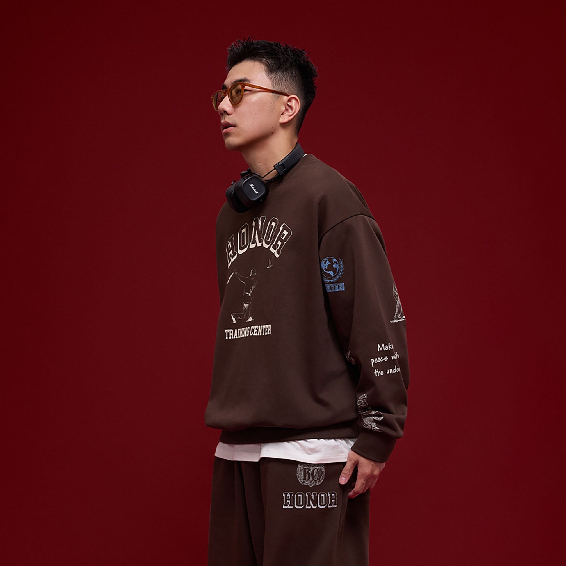 BANANA CLUB Classic Doodle Graphic Sweatshirt-Sweatshirt-S-Brown-Free Shipping Leatheretro