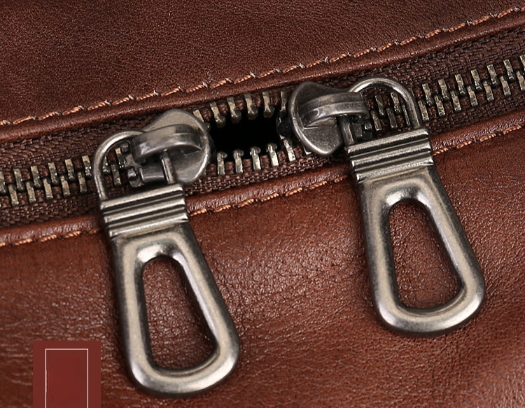 Women's Genuine Leather Zippered Tote Bag-Handbags-Bown-Free Shipping Leatheretro