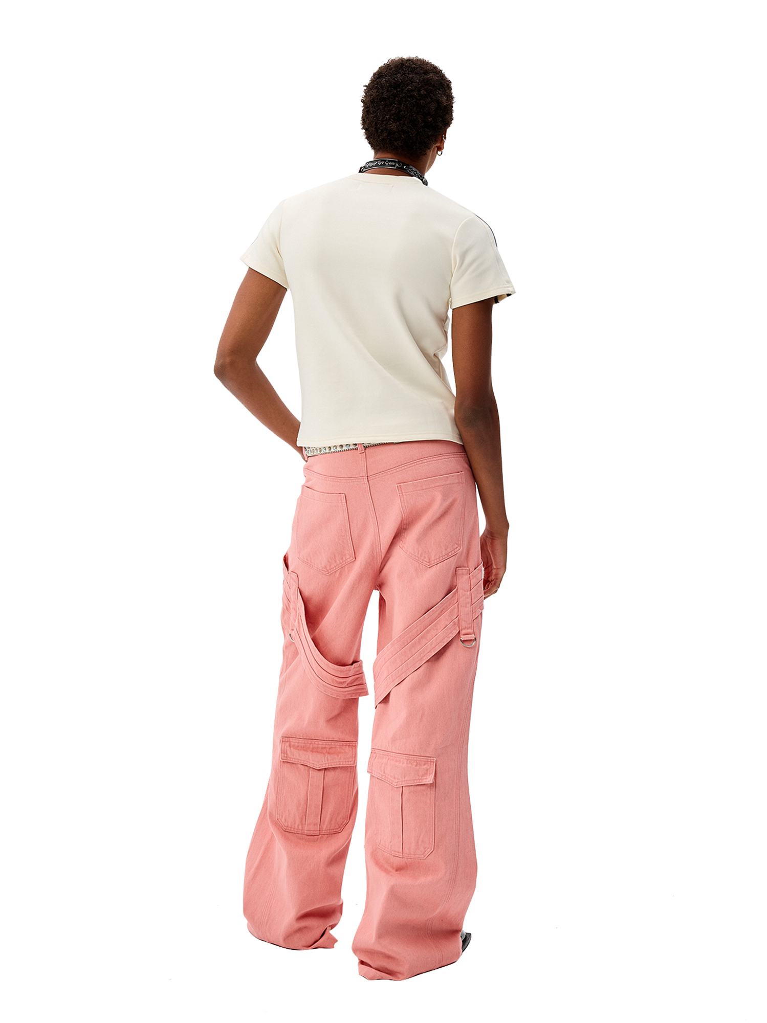 CYCYCY Tie Detail Multi-Pocket Cargo Jeans-Jeans-XXS / 27"-Free Shipping Leatheretro