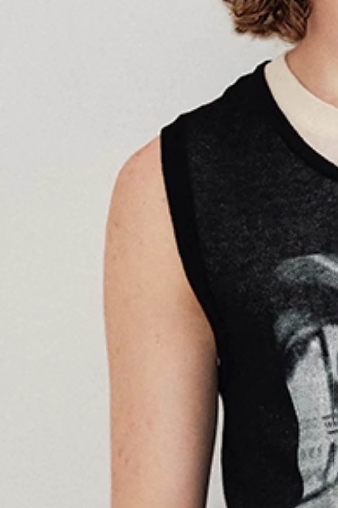 KREATE Abstract Face Knitted Tank Top-Tank Top-S-Black-Free Shipping Leatheretro