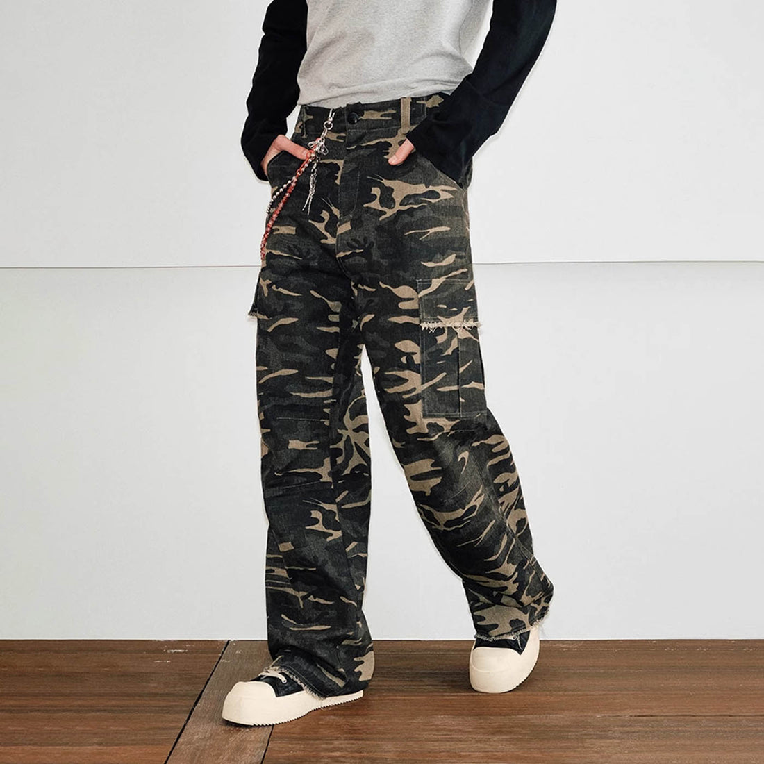 KREATE Camo Frayed Cargo-Pants-S-Free Shipping Leatheretro