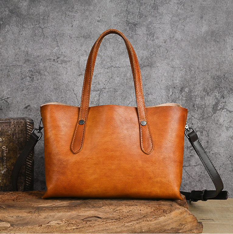 Vintage Genuine Leather Crossbody Bag Tote Bags-Brown-Free Shipping Leatheretro