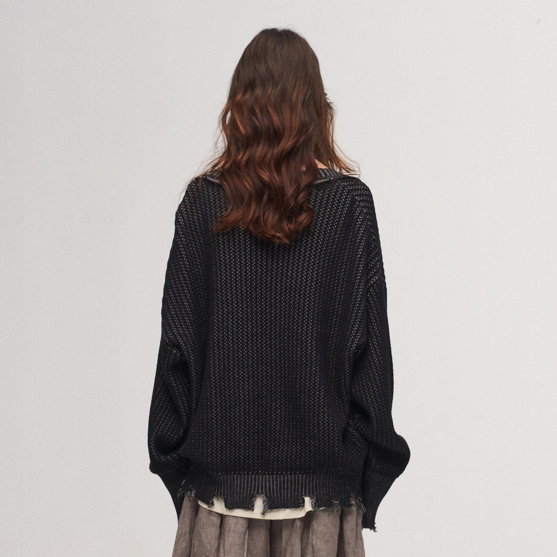 ILNya Nieternite Nifutur Frayed Edge Ribbed V-Neck Cardigan-Sweater-M(1) (Preorder)-Free Shipping Leatheretro