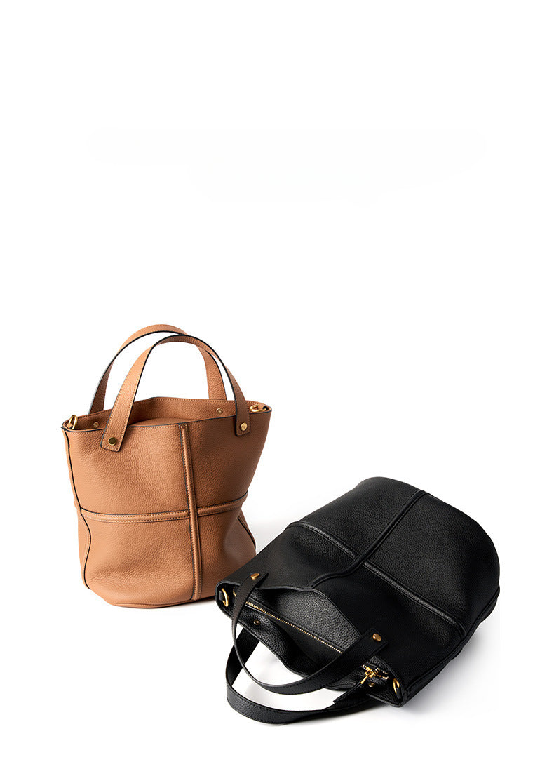 Elegant Genuine Leather Tote Bag-handbags-Black-Free Shipping Leatheretro