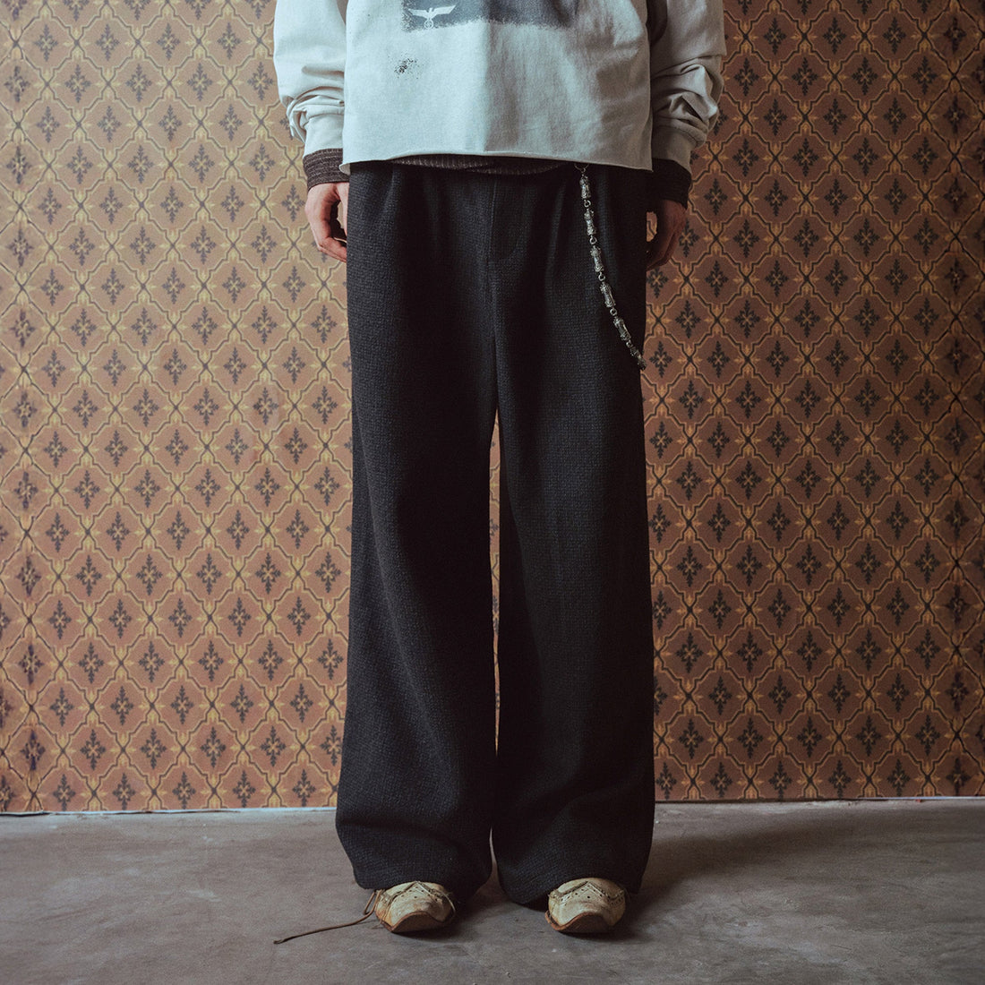 RICHILL Panel Pleated Wide-Leg Trousers-Jeans-S-Free Shipping Leatheretro