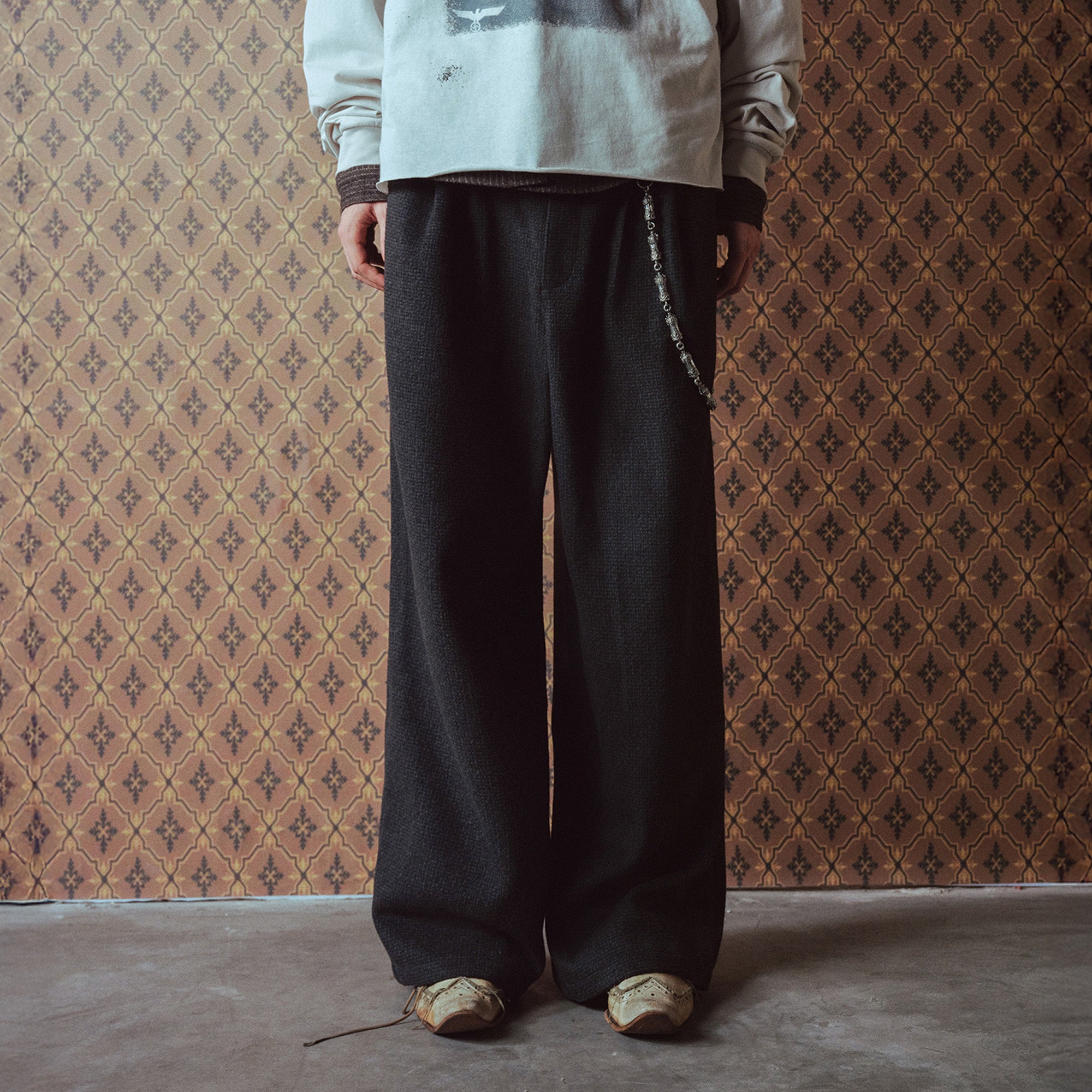 RICHILL Panel Pleated Wide-Leg Trousers-Jeans-S-Free Shipping Leatheretro