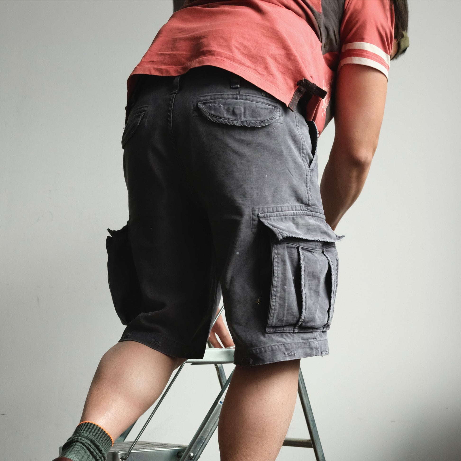 NEIGBORL Distressed Multi-Pocket Washed Cargo Shorts-Shorts-S-Gray-Free Shipping Leatheretro