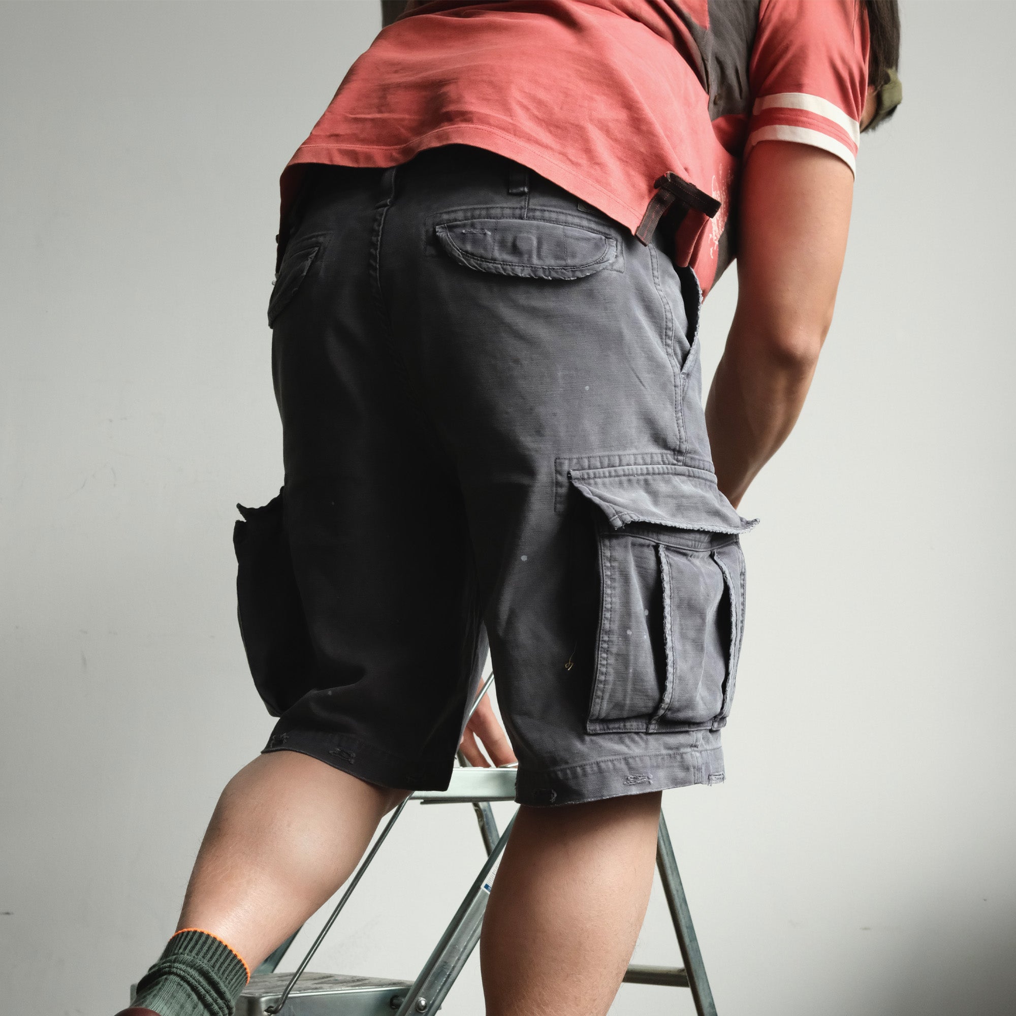 NEIGBORL Distressed Multi-Pocket Washed Cargo Shorts-Shorts-S-Gray-Free Shipping Leatheretro