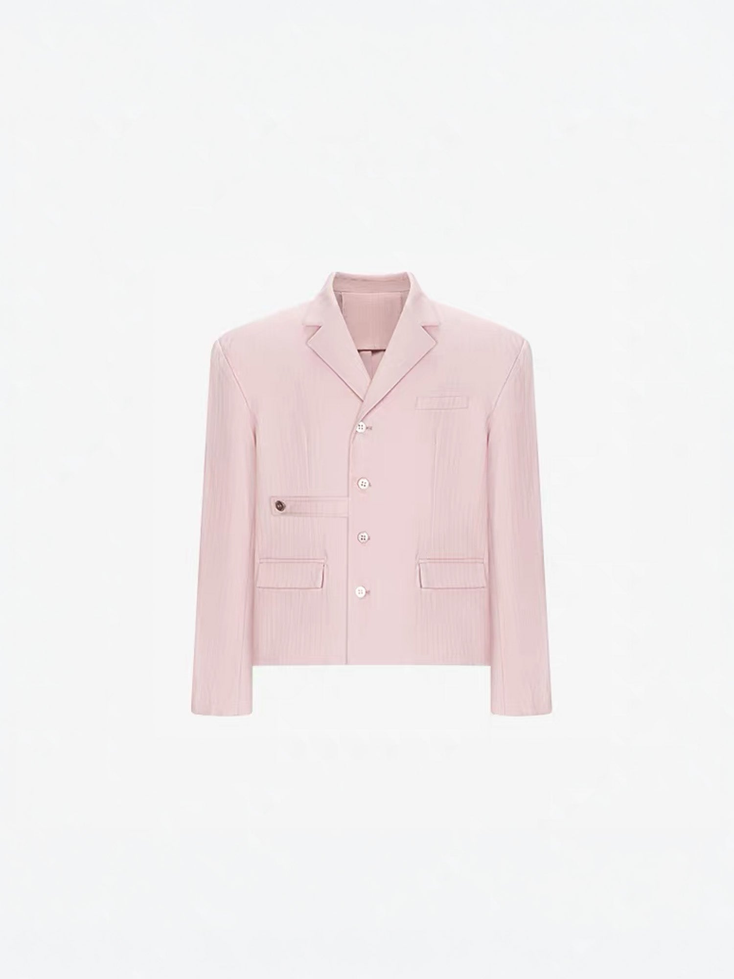 TIWILLTANG Cropped Pinstripe Strap Blazer White/Pink-Jacket-S-Pink-Free Shipping Leatheretro