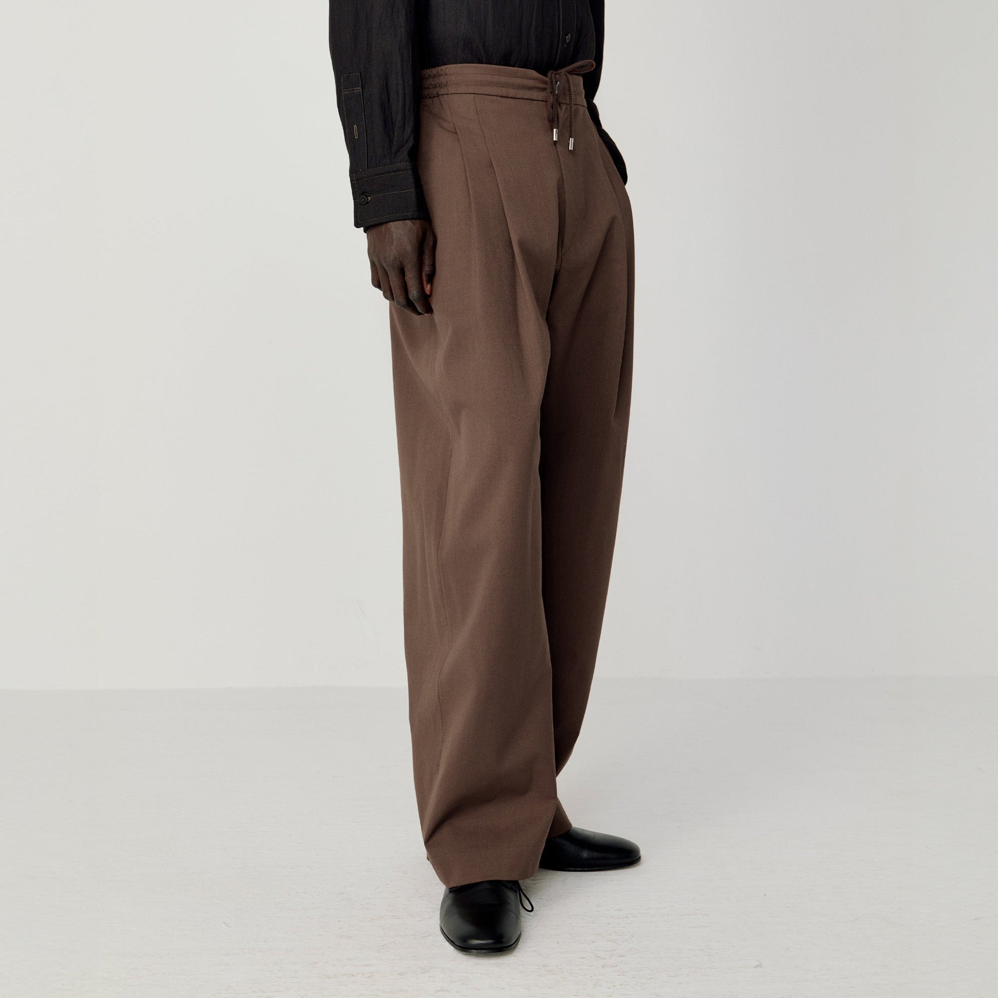 OPICLOTH Wool-Blend Pleated Drawstring Trousers-Pants-S-Free Shipping Leatheretro