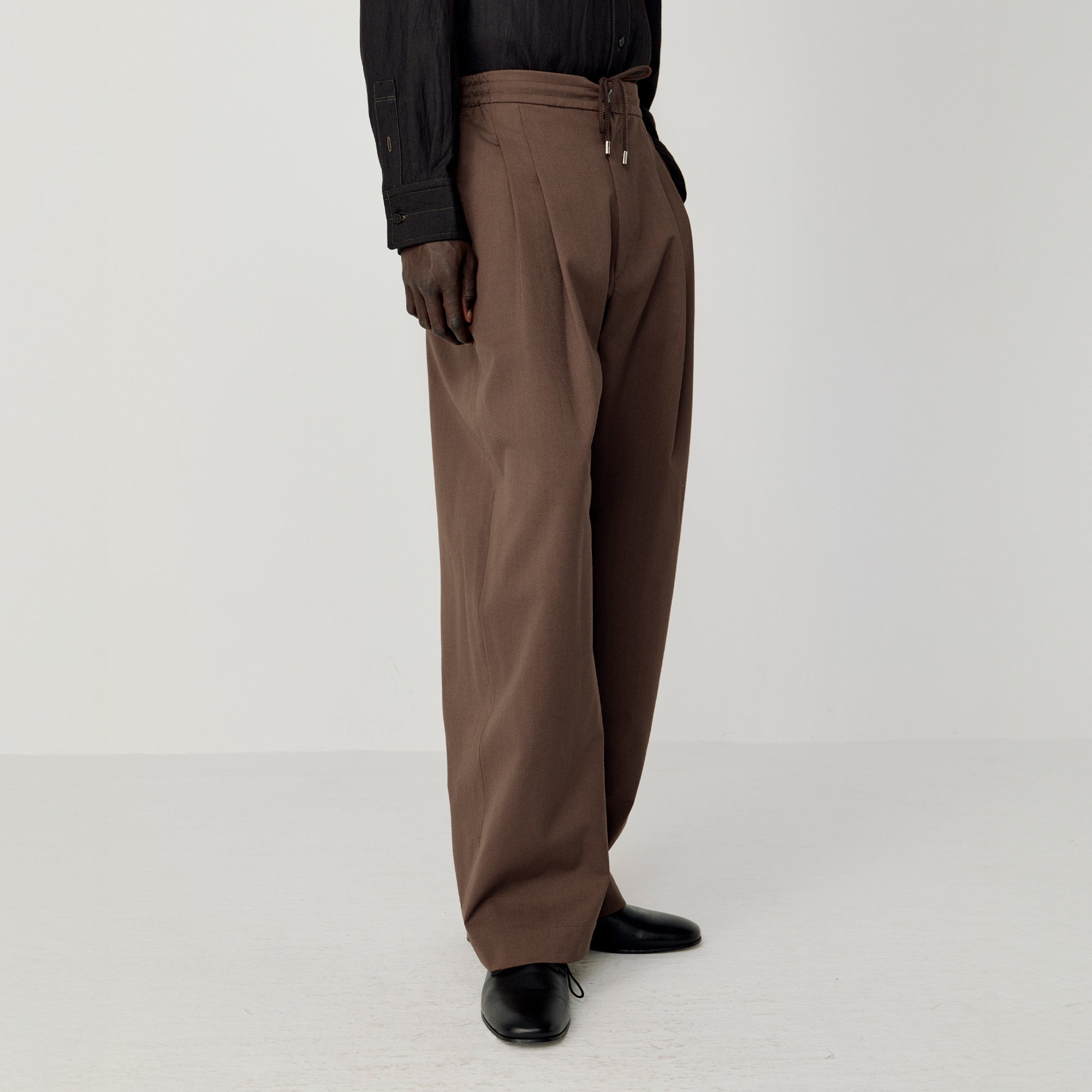 OPICLOTH Wool-Blend Pleated Drawstring Trousers-Pants-S-Free Shipping Leatheretro