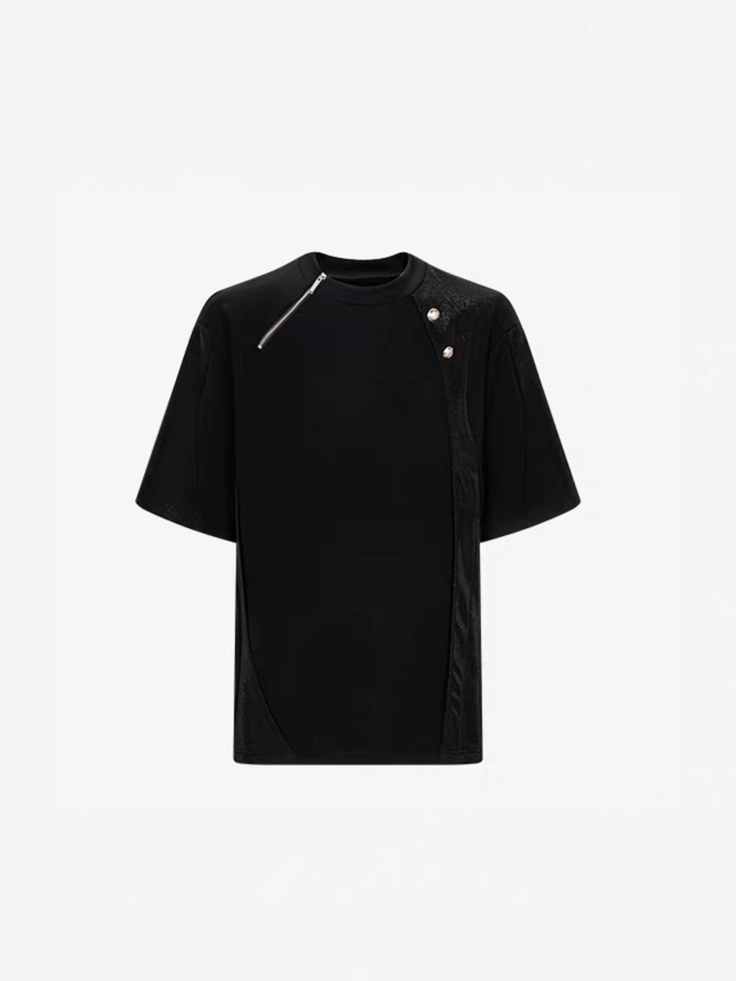 TIWILLTANG Asymmetrical Zip Layered T Shirt-T Shirt-S (Preorder)-Free Shipping Leatheretro