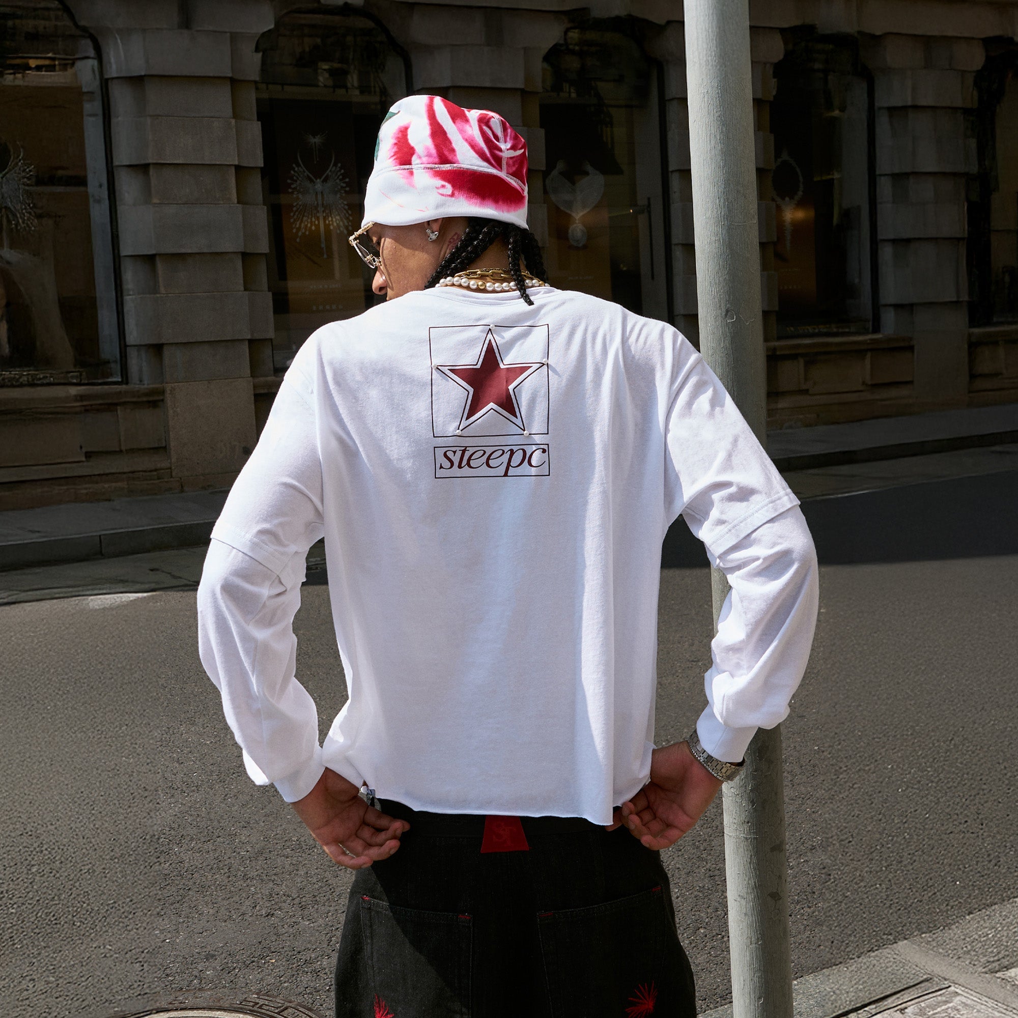 STEEPC Layered Henley Pearl-Star Long-Sleeve Tee-L/S Tee-S (1)-Free Shipping Leatheretro