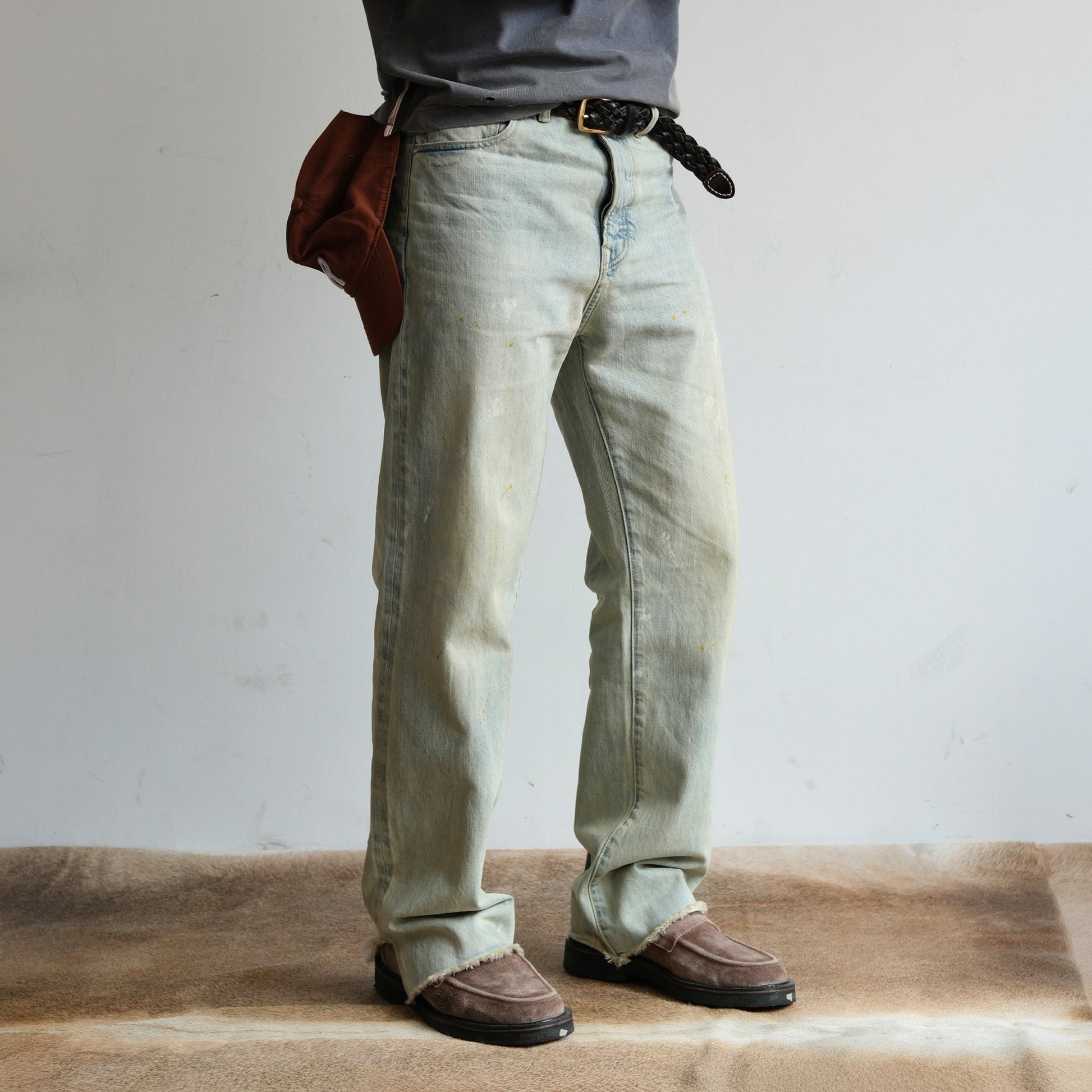 NEIGBORL Washed Paint-Splatter Straight-Leg Jeans-Jeans-S-Free Shipping Leatheretro