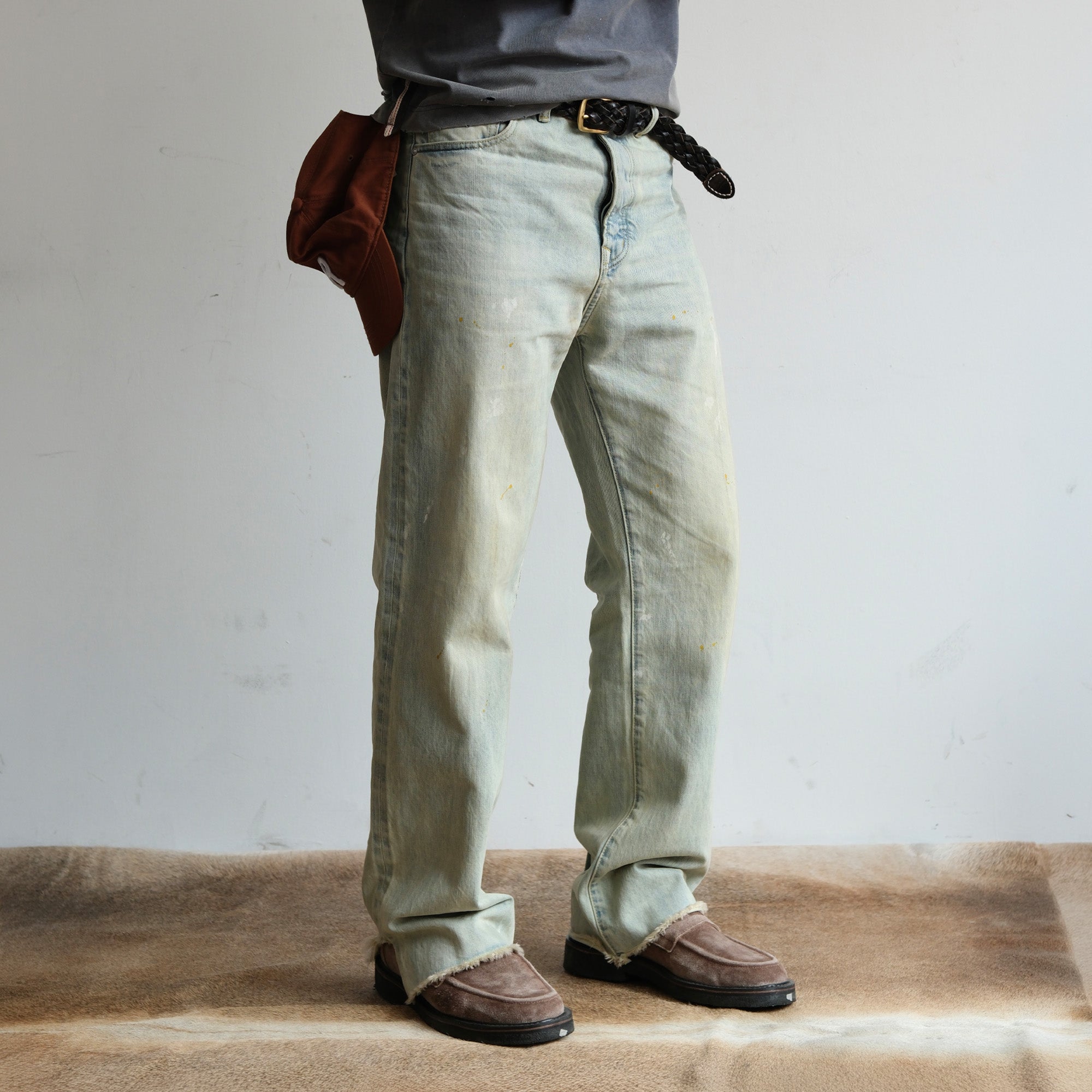 NEIGBORL Washed Paint-Splatter Straight-Leg Jeans-Jeans-S-Free Shipping Leatheretro
