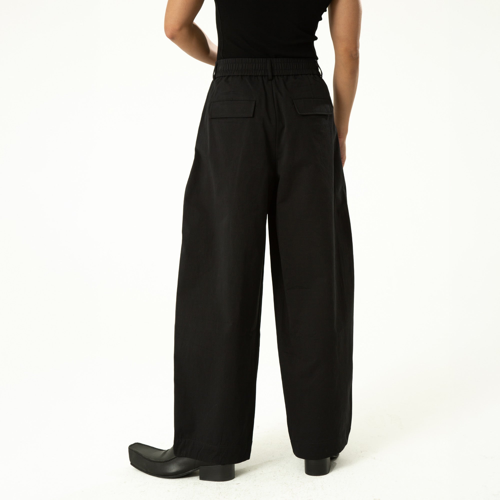 CLP High-Waist Curved Wide-Leg Pants-Pants-S-Black-Free Shipping Leatheretro
