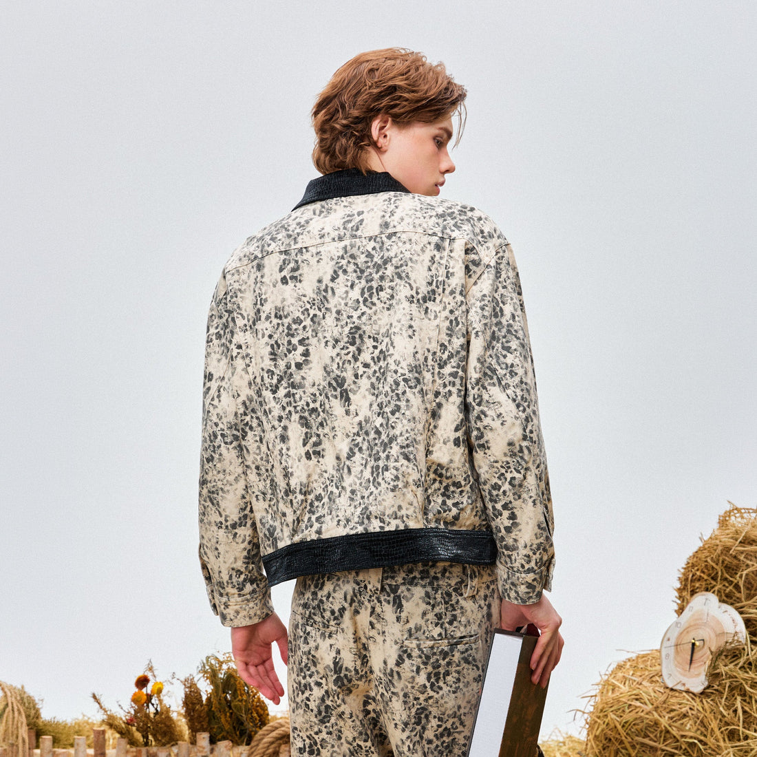 OIPWORD Retro Leopard Contrast-Collar Denim Jacket-Jacket-S-Free Shipping Leatheretro