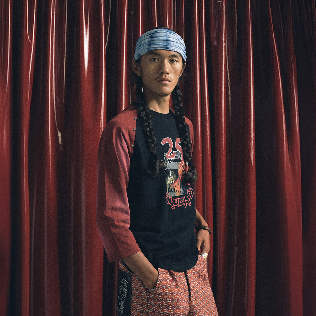 TRECLUB Studded Raglan Graphic 3/4 Sleeve Tee-T Shirt-S-Free Shipping Leatheretro