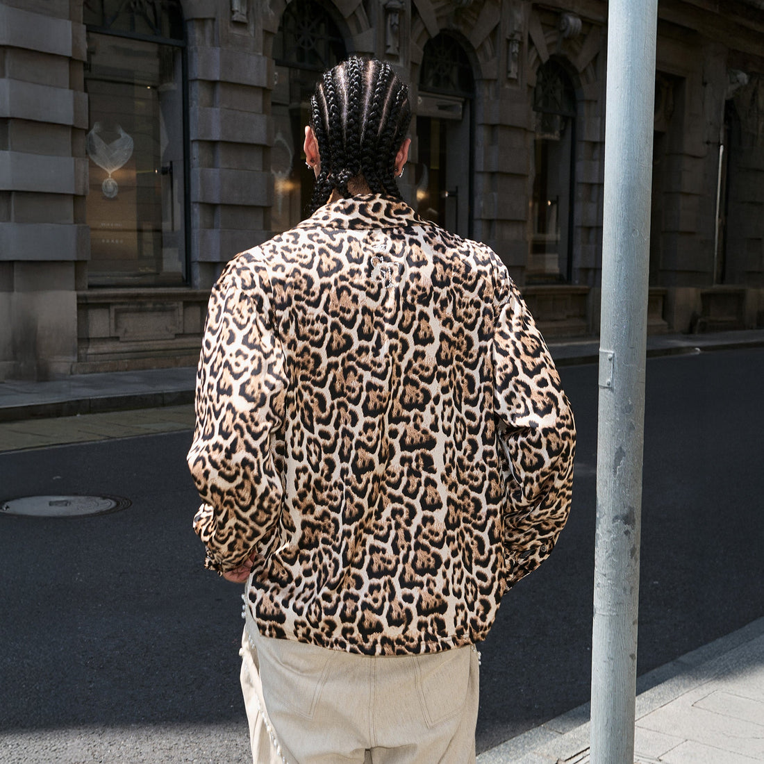 STEEPC Leopard Pearl Embellished Boxy Shirt-Shirt-S (1)-Free Shipping Leatheretro