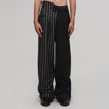 ILNya Nieternite Nifutur Asym Pinstripe Waistband Panel Wide-Leg Trousers-Pants-S(0)-Free Shipping Leatheretro