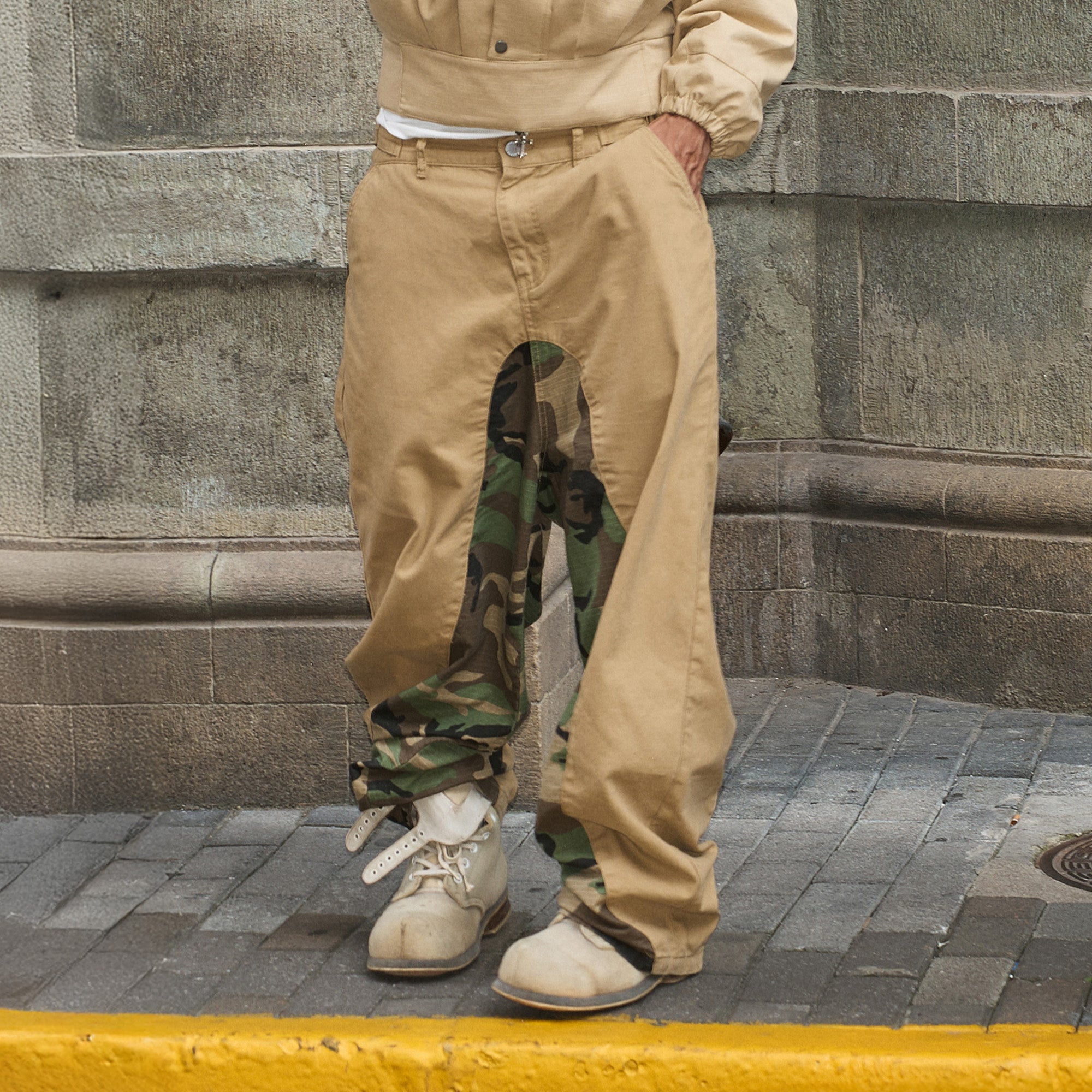 STEEPC Camo-Spliced Baggy Pants-Pants-S-Free Shipping Leatheretro