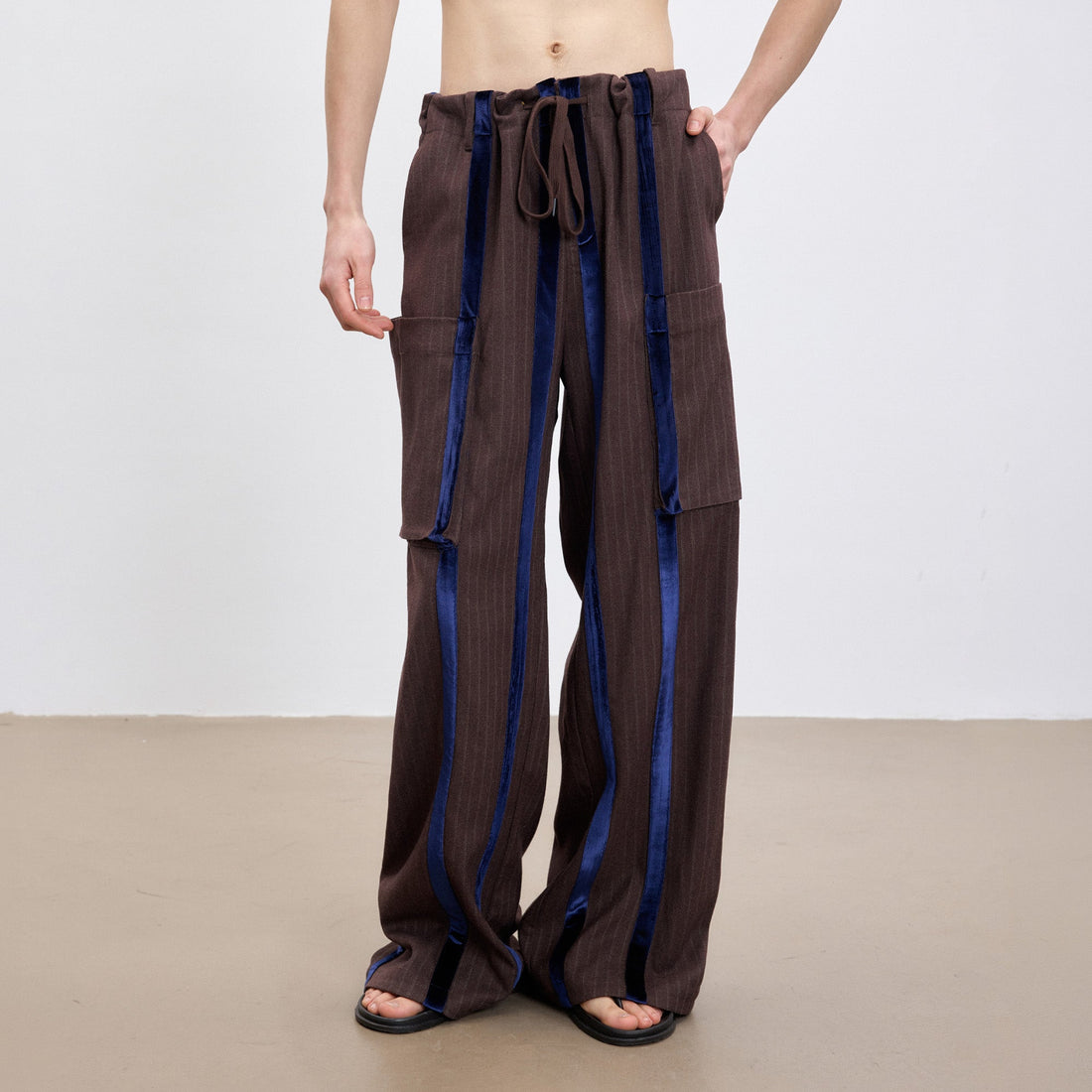 TUIMU Velvet Stripe Patch Cargo Pants-Pants-S (Preorder)-Free Shipping Leatheretro